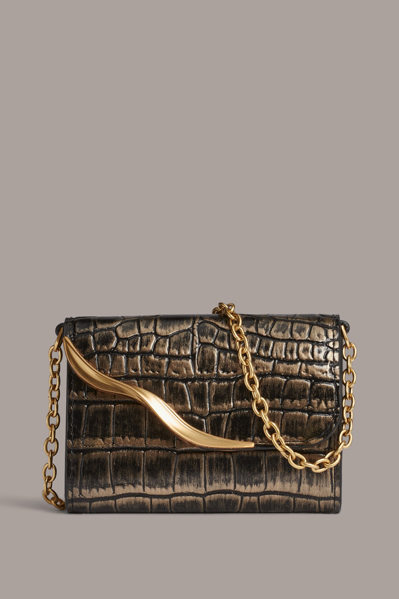 MALVERNE METALLIC CROC EFFECT MINI CROSSBODY BAG | View 1 | Bags MALVERNE METALLIC CROC EFFECT MINI CROSSBODY BAG | View 1 | Bags
