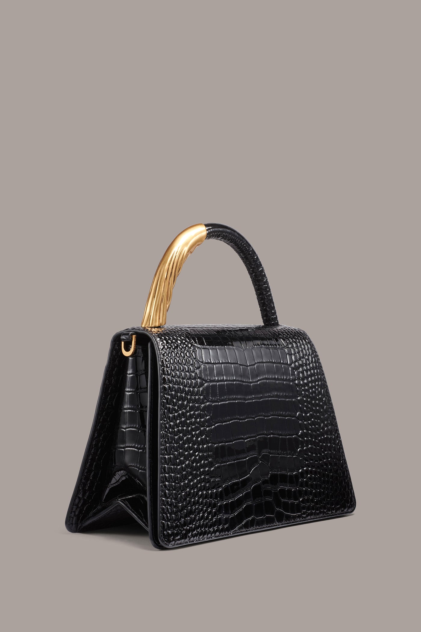 TULLE GOLD TRIMMED CROC EFFECT SATCHEL BAG VIEW 3 | Satchels TULLE GOLD TRIMMED CROC EFFECT SATCHEL BAG VIEW 3 | Satchels
