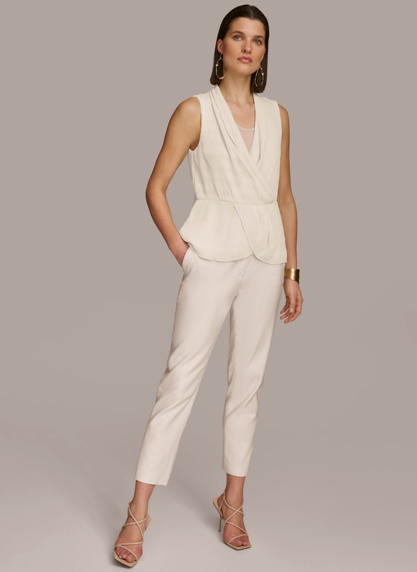 FAUX WRAP PEPLUM TOP VIEW 4 | Dark Color FAUX WRAP PEPLUM TOP VIEW 4 | Dark Color