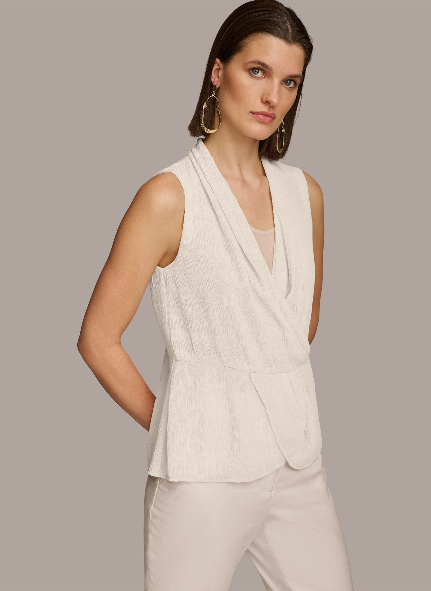 FAUX WRAP PEPLUM TOP VIEW 3 | Dark Color FAUX WRAP PEPLUM TOP VIEW 3 | Dark Color