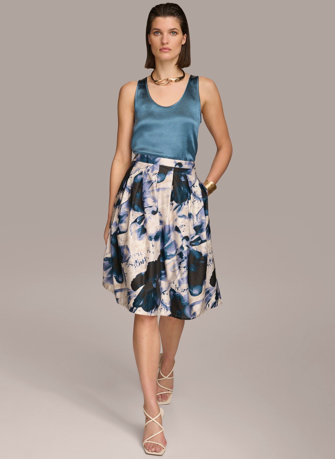 PRINTED SKIRT WITH PLEATS