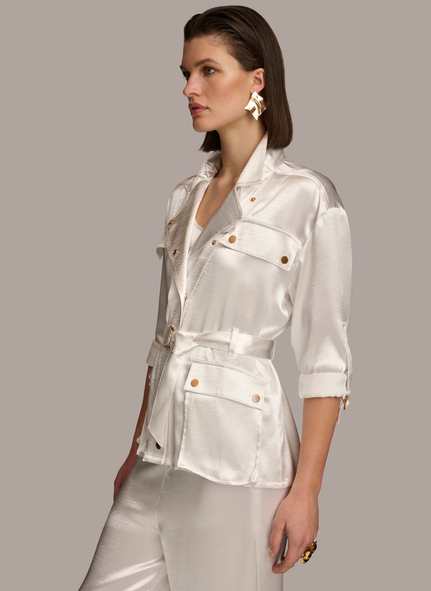 ROLL SLEEVE BELTED JACKET VIEW 3 | All Products ROLL SLEEVE BELTED JACKET VIEW 3 | All Products