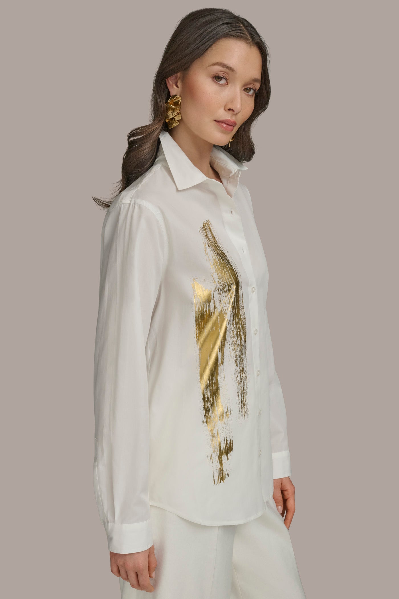 LONG SLEEVE TUNIC WITH BRUSHSTROKE PART VIEW 3 LONG SLEEVE TUNIC WITH BRUSHSTROKE PART VIEW 3