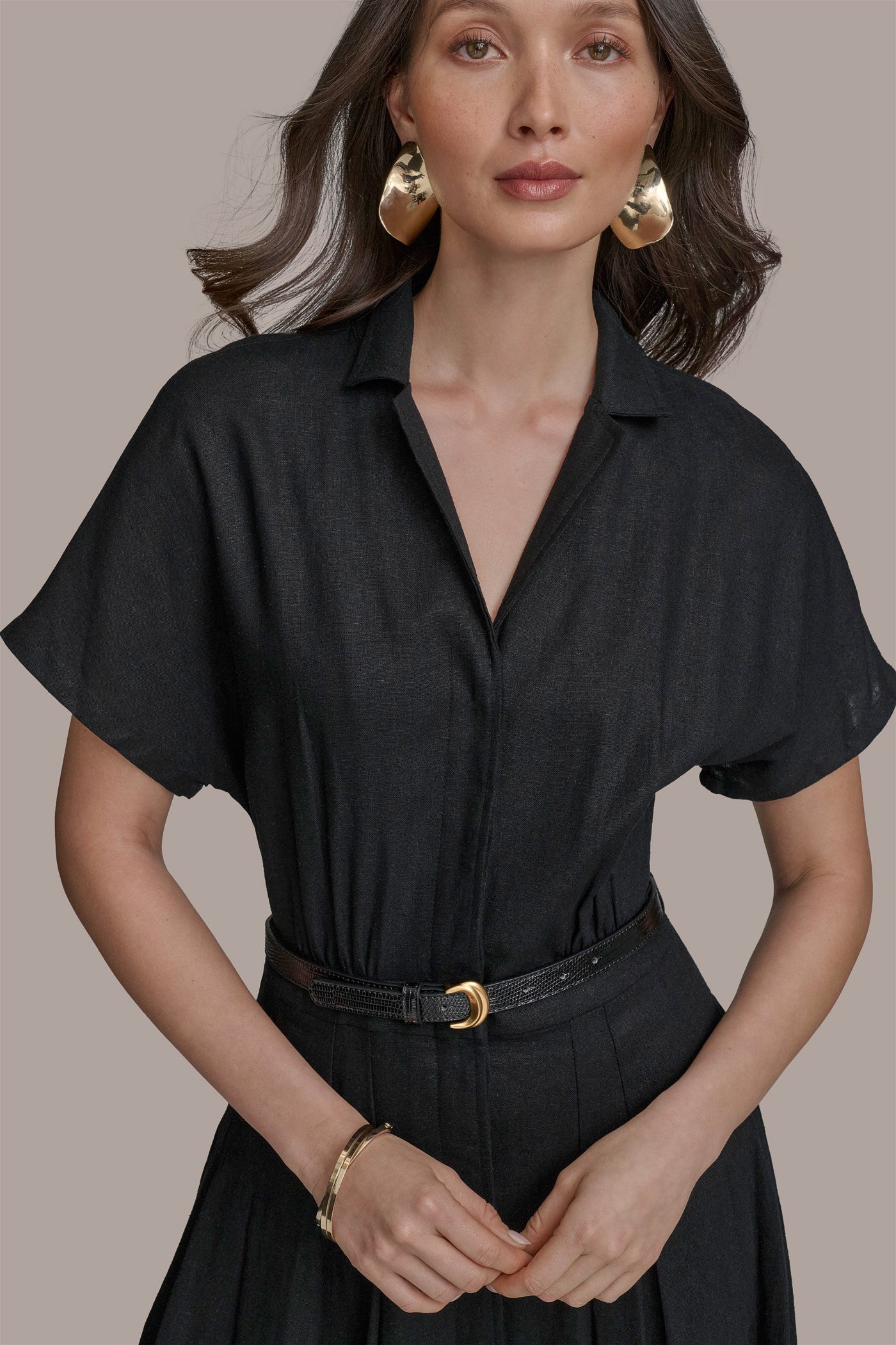 SHIRT DRESS WITH BELT VIEW 5 | Black Dresses SHIRT DRESS WITH BELT VIEW 5 | Black Dresses