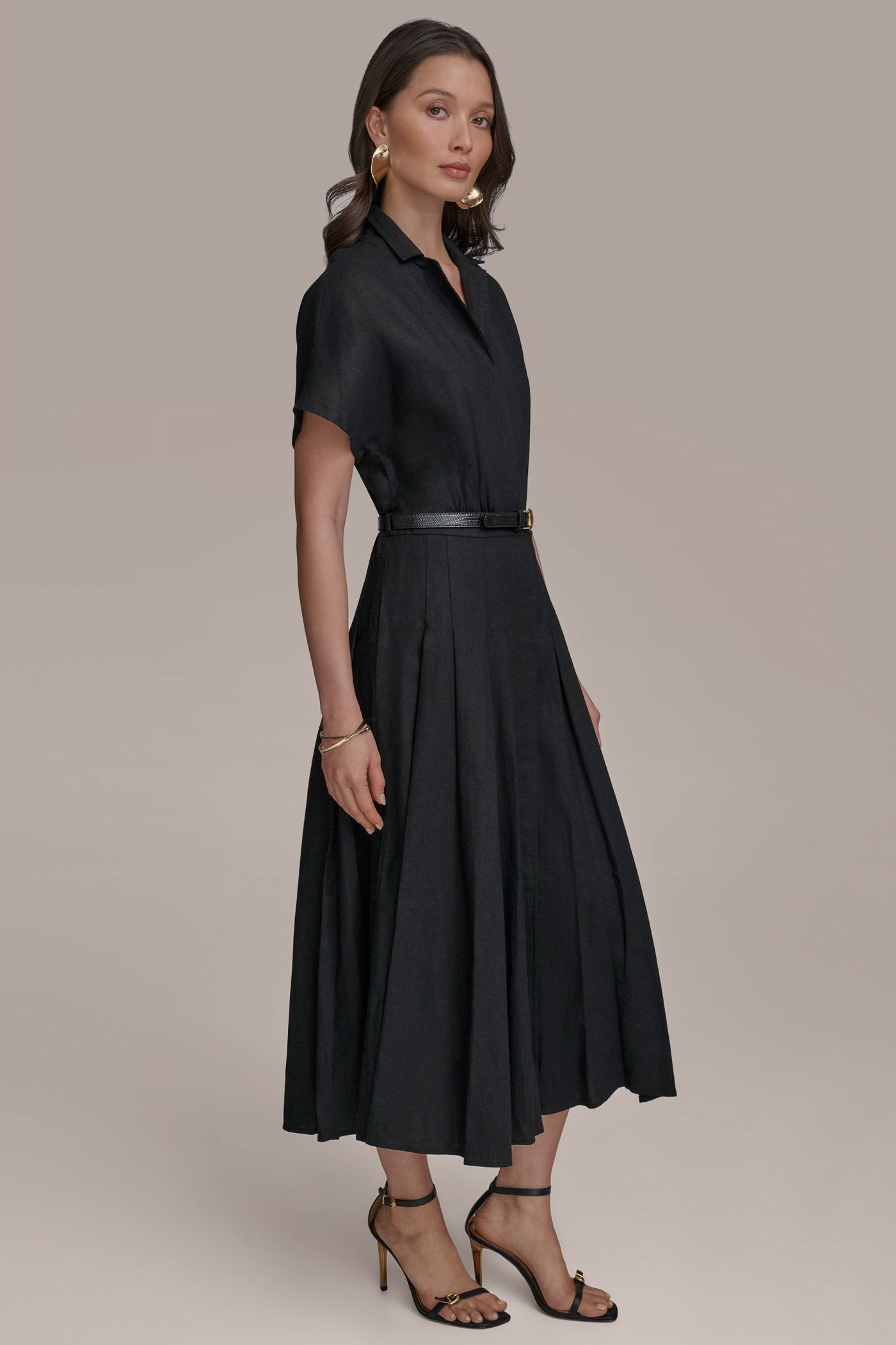 SHIRT DRESS WITH BELT VIEW 3 | Black Dresses SHIRT DRESS WITH BELT VIEW 3 | Black Dresses