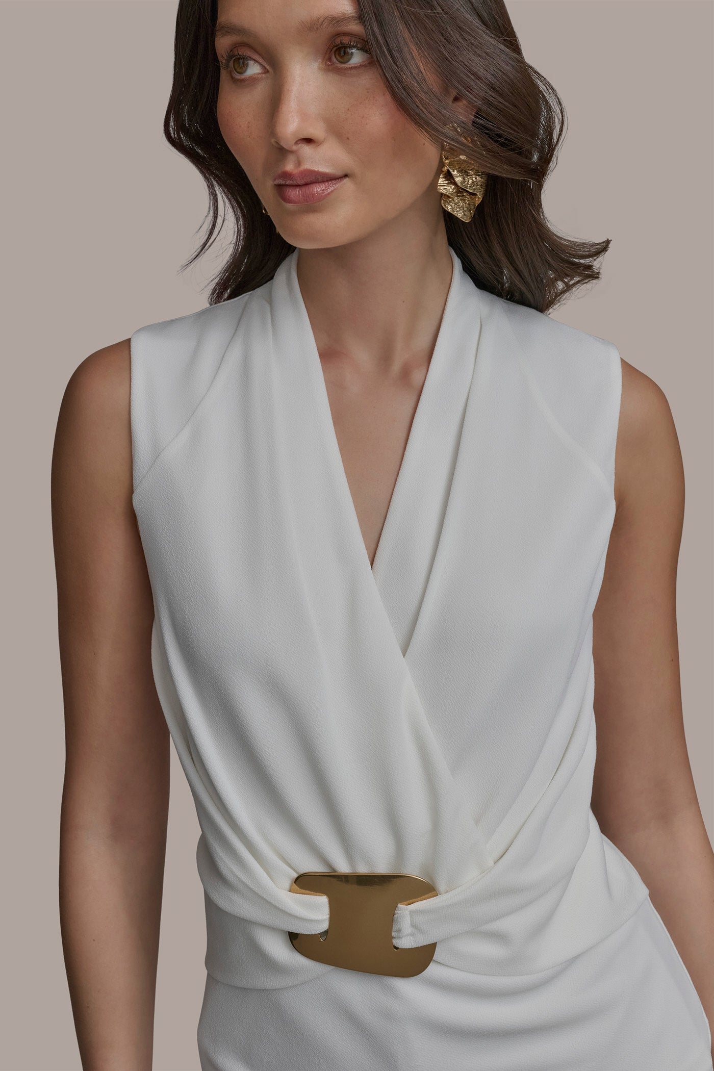 SLEEVELESS FAUX WRAP V-NECK WITH HARDWARE VIEW 4 | Tops & Sweaters SLEEVELESS FAUX WRAP V-NECK WITH HARDWARE VIEW 4 | Tops & Sweaters