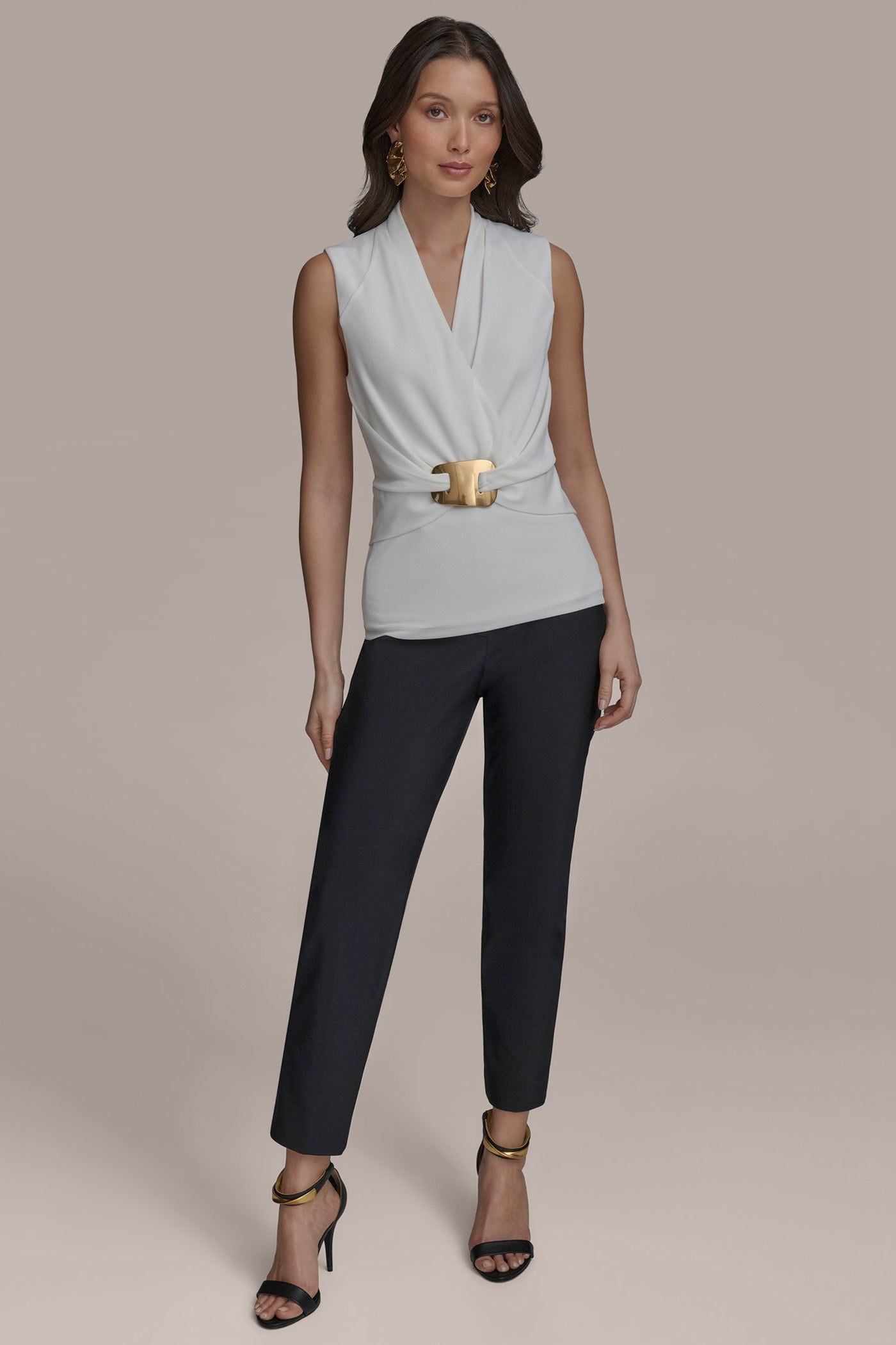 SLEEVELESS FAUX WRAP V-NECK WITH HARDWARE VIEW 6 | Tops & Sweaters SLEEVELESS FAUX WRAP V-NECK WITH HARDWARE VIEW 6 | Tops & Sweaters