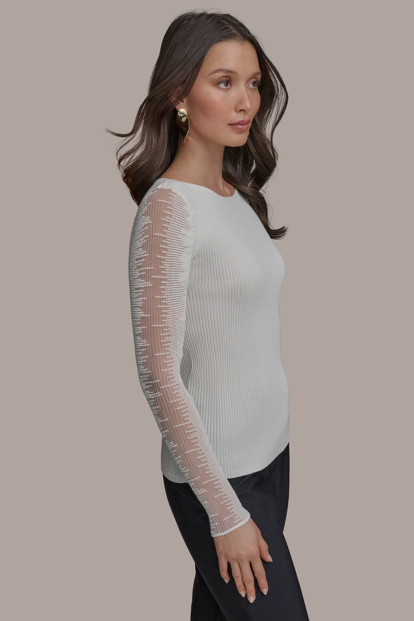 BOAT NECK WITH SHEER SLEEVE VIEW 3 | Clothing BOAT NECK WITH SHEER SLEEVE VIEW 3 | Clothing