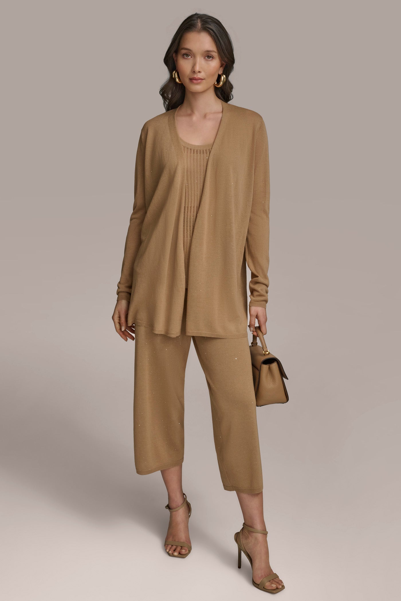 LONG SLEEVE RIB OPEN CARDIGAN VIEW 3 | Suits and Separates LONG SLEEVE RIB OPEN CARDIGAN VIEW 3 | Suits and Separates