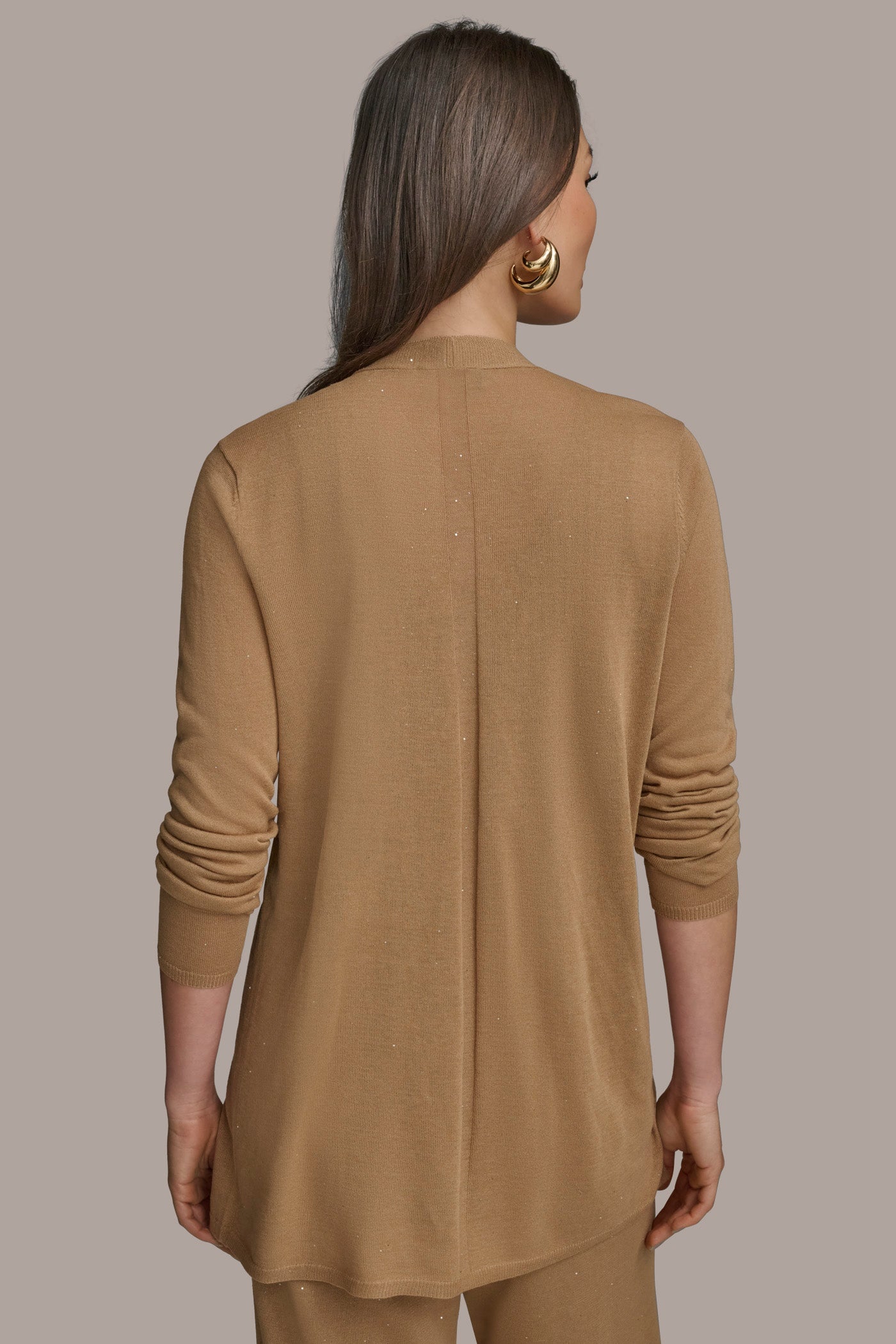 LONG SLEEVE RIB OPEN CARDIGAN | View 2 | Suits and Separates LONG SLEEVE RIB OPEN CARDIGAN | View 2 | Suits and Separates