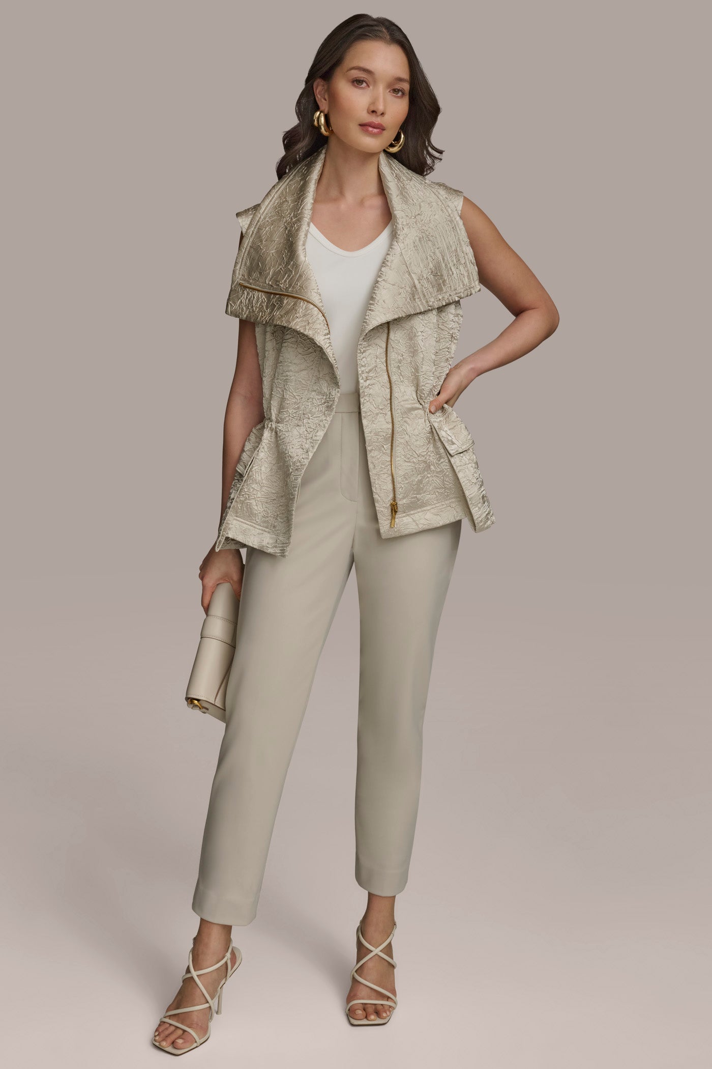 TEXT ZIP FRONT VEST VIEW 5 | Suits and Separates TEXT ZIP FRONT VEST VIEW 5 | Suits and Separates
