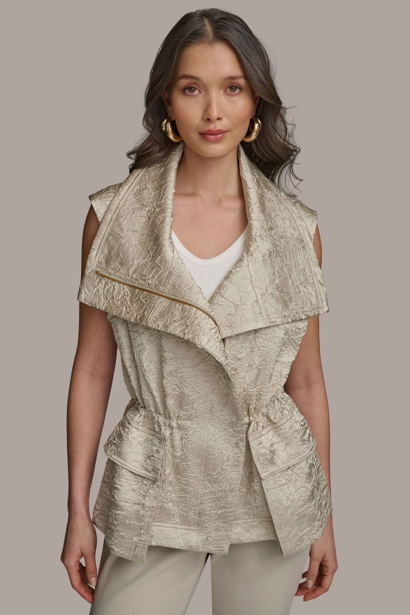 TEXT ZIP FRONT VEST | View 1 | Suits and Separates TEXT ZIP FRONT VEST | View 1 | Suits and Separates
