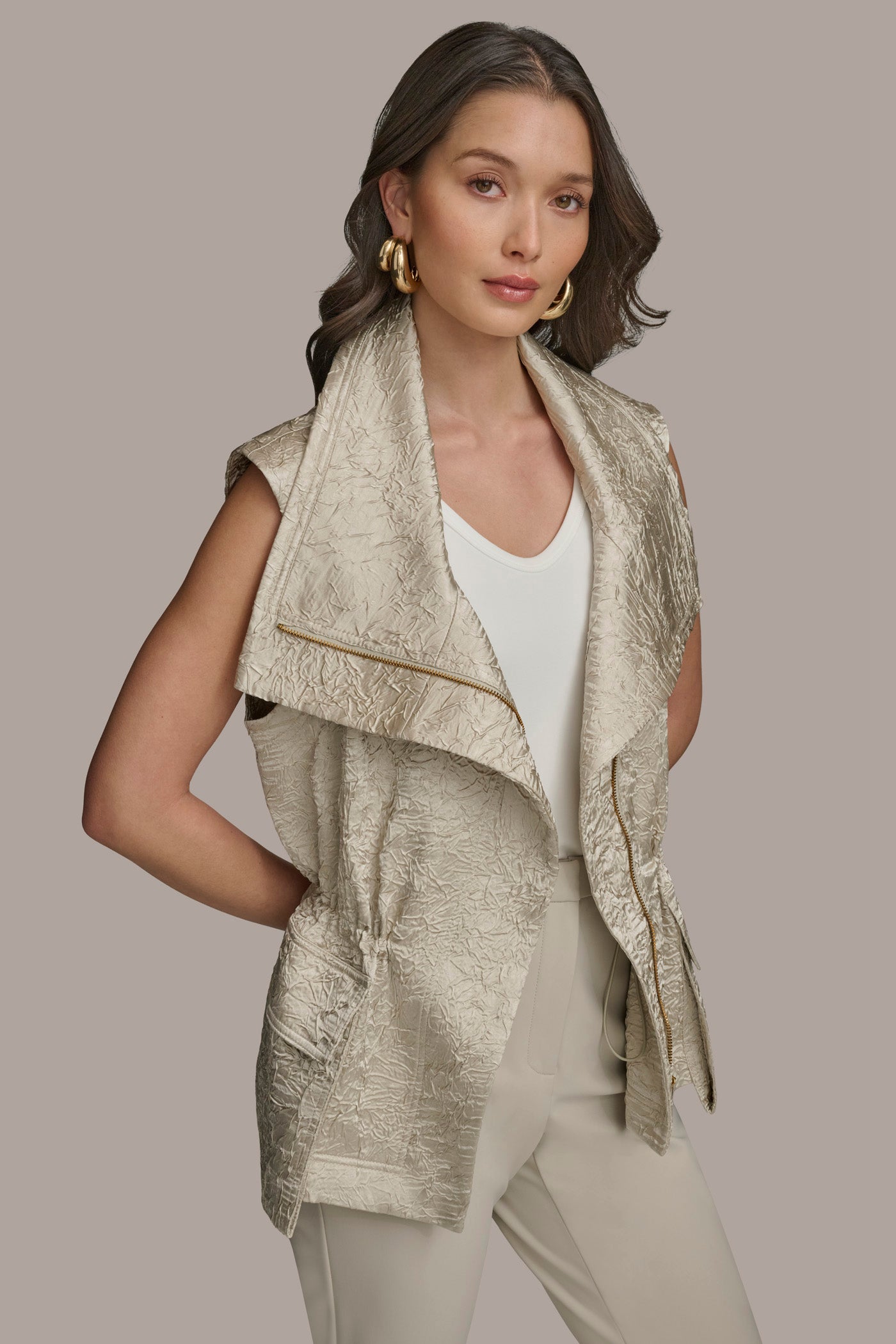 TEXT ZIP FRONT VEST VIEW 4 | Suits and Separates TEXT ZIP FRONT VEST VIEW 4 | Suits and Separates