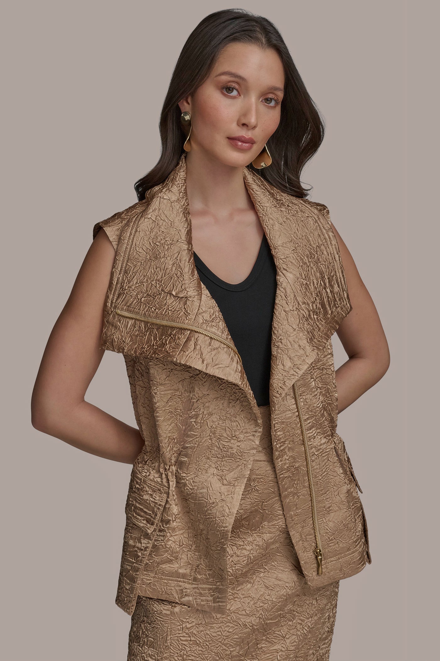 TEXT ZIP FRONT VEST VIEW 4 | Suits and Separates TEXT ZIP FRONT VEST VIEW 4 | Suits and Separates