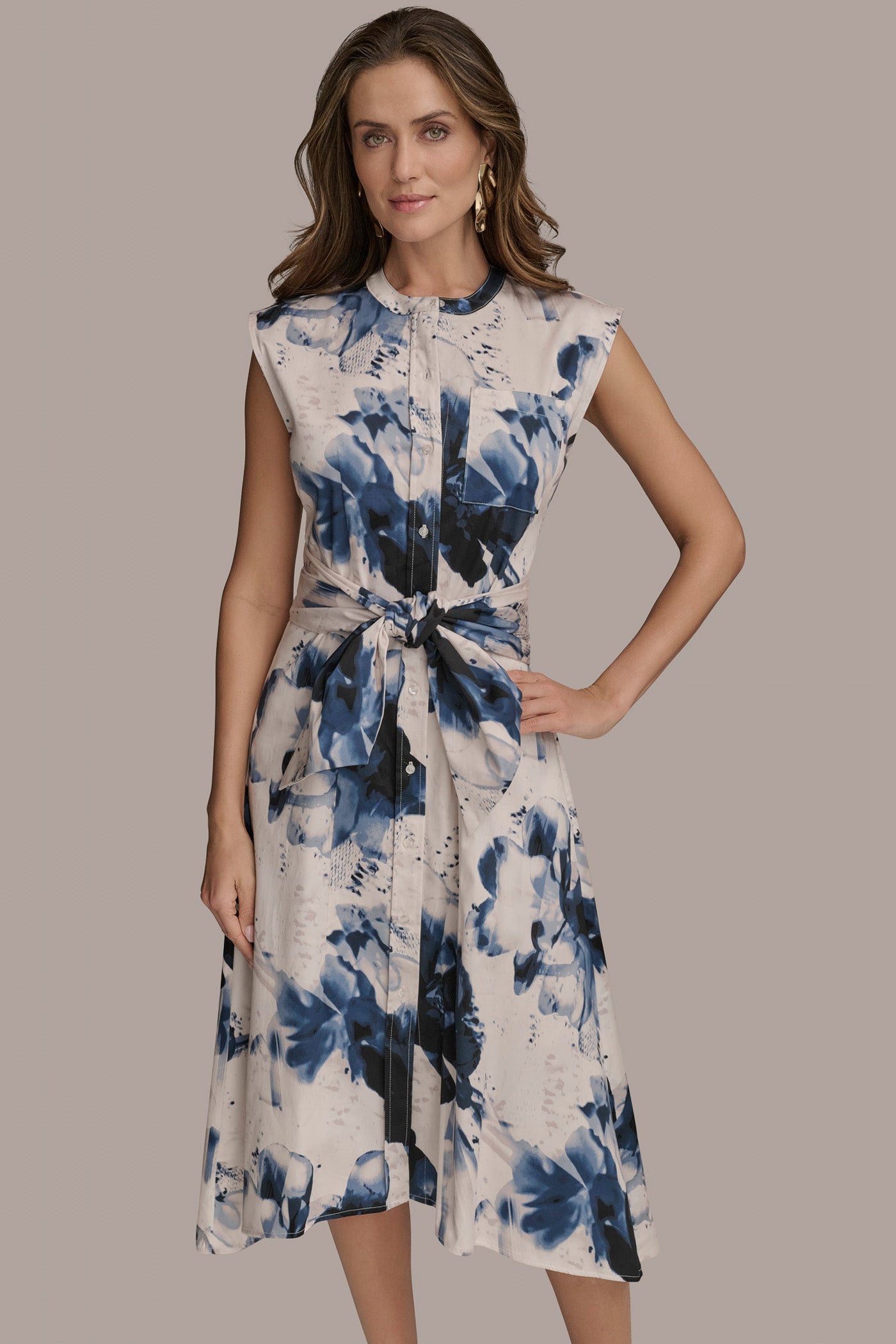 PRINTED TIE-FRONT MIDI SHIRT DRESS VIEW 4 | Essential Dresses PRINTED TIE-FRONT MIDI SHIRT DRESS VIEW 4 | Essential Dresses