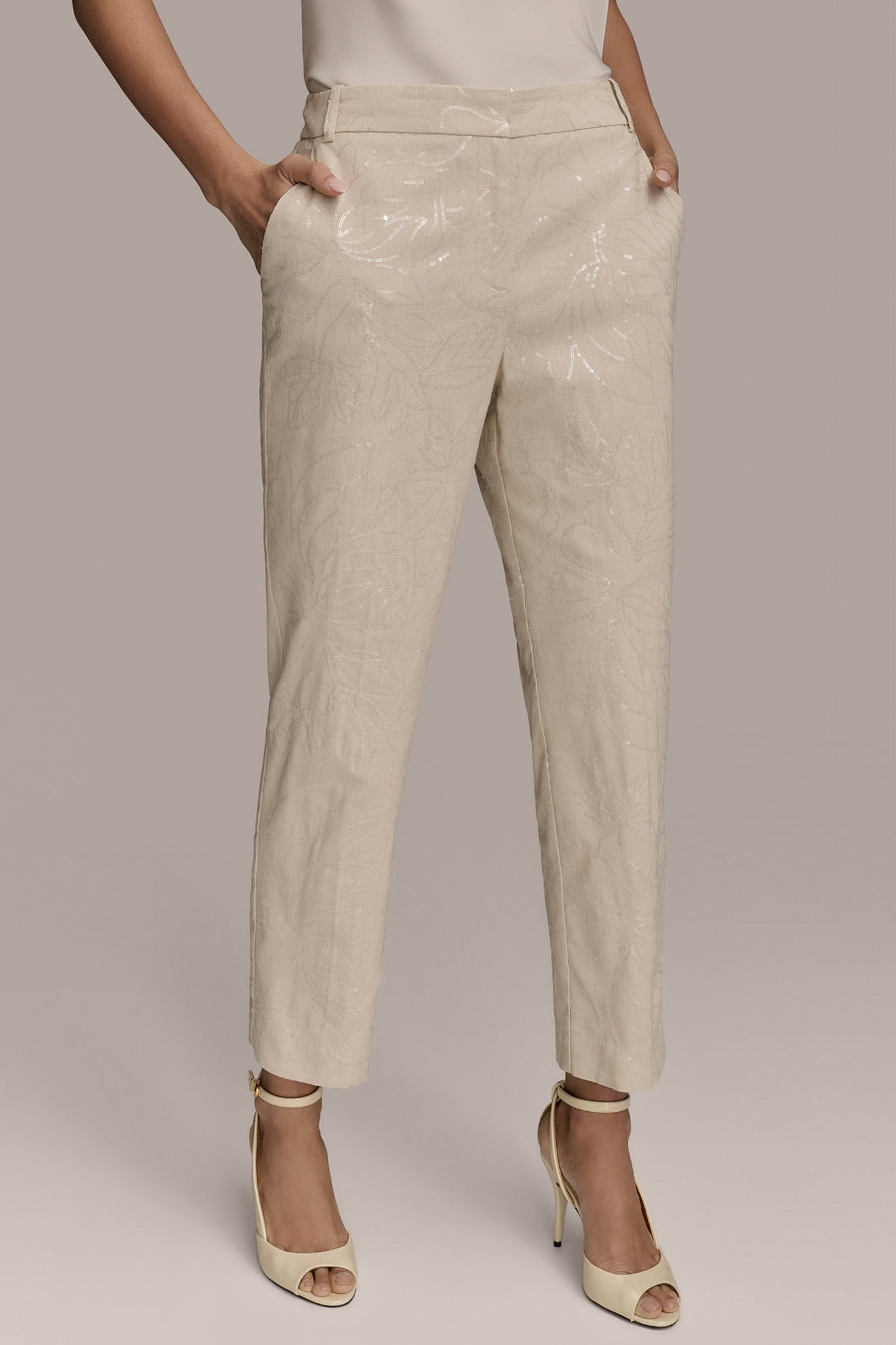 FLORAL SEQUIN-EMBELLISHED STRAIGHT LEG PANT | View 1 | Pants FLORAL SEQUIN-EMBELLISHED STRAIGHT LEG PANT | View 1 | Pants
