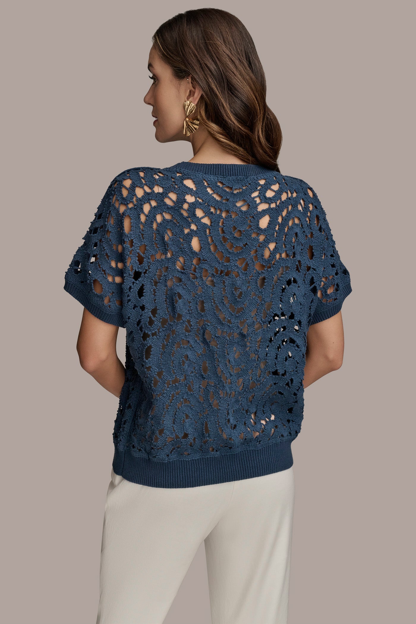 DROP SHOULDER CROCHET KNIT SWEATER VIEW 3 | New Arrivals DROP SHOULDER CROCHET KNIT SWEATER VIEW 3 | New Arrivals