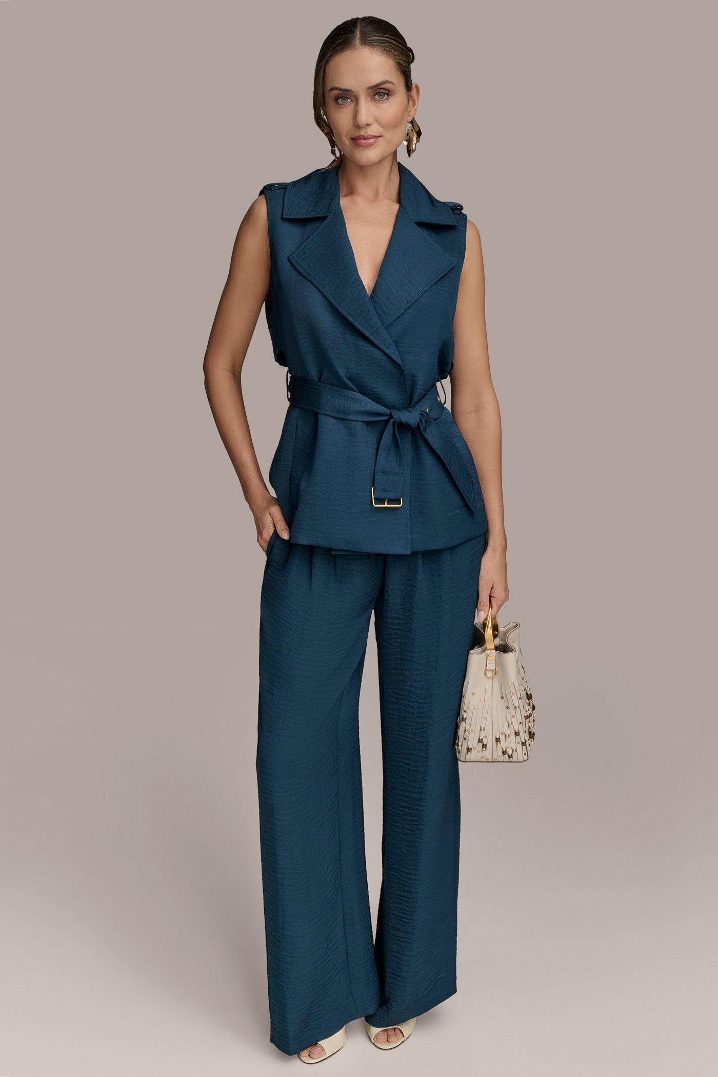 BELTED CRINKLED VEST VIEW 4 | Matching Sets BELTED CRINKLED VEST VIEW 4 | Matching Sets