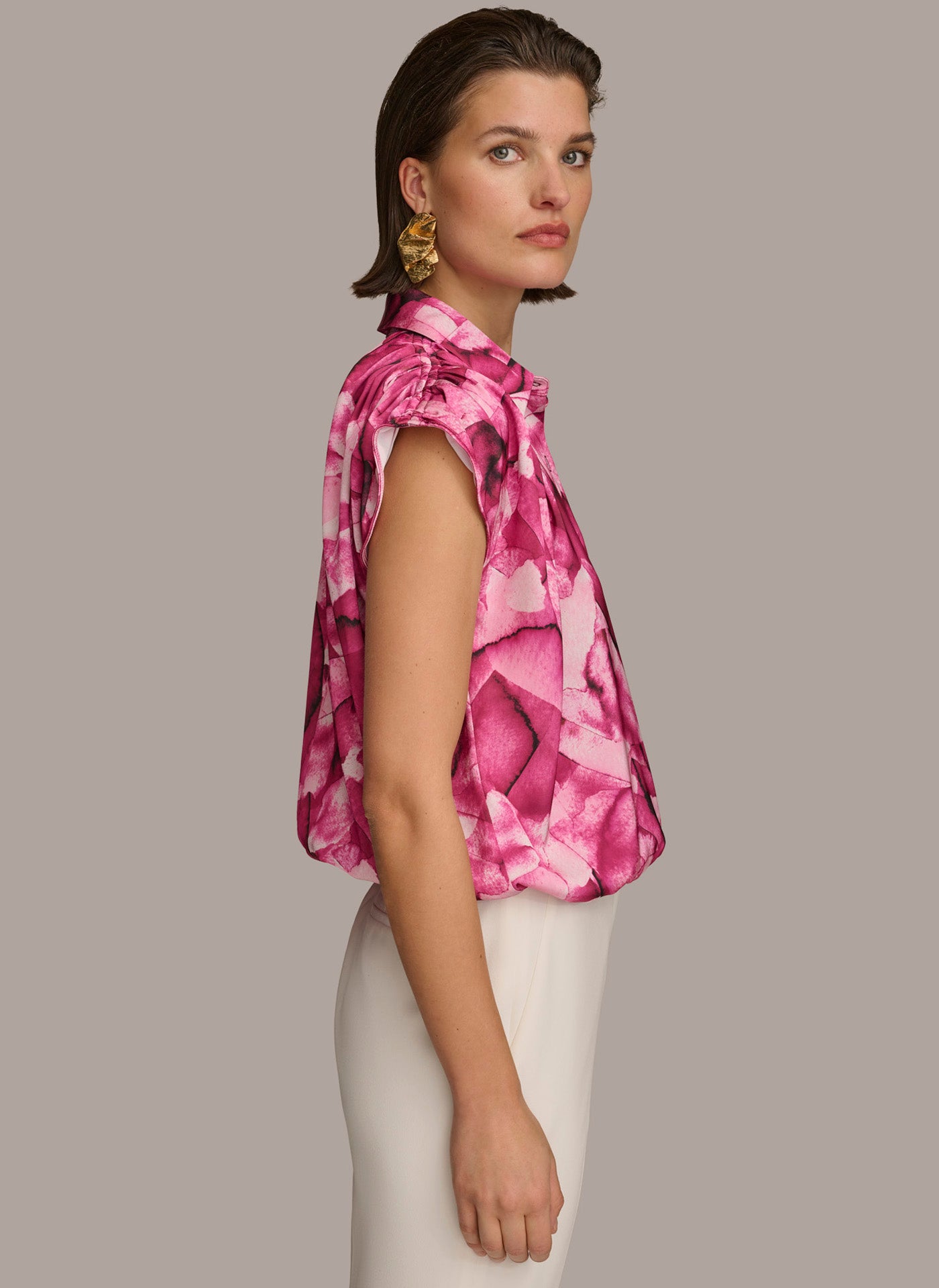 PRINT CINCHED SHOULDER BLOUSE VIEW 4 | Summer Collection PRINT CINCHED SHOULDER BLOUSE VIEW 4 | Summer Collection