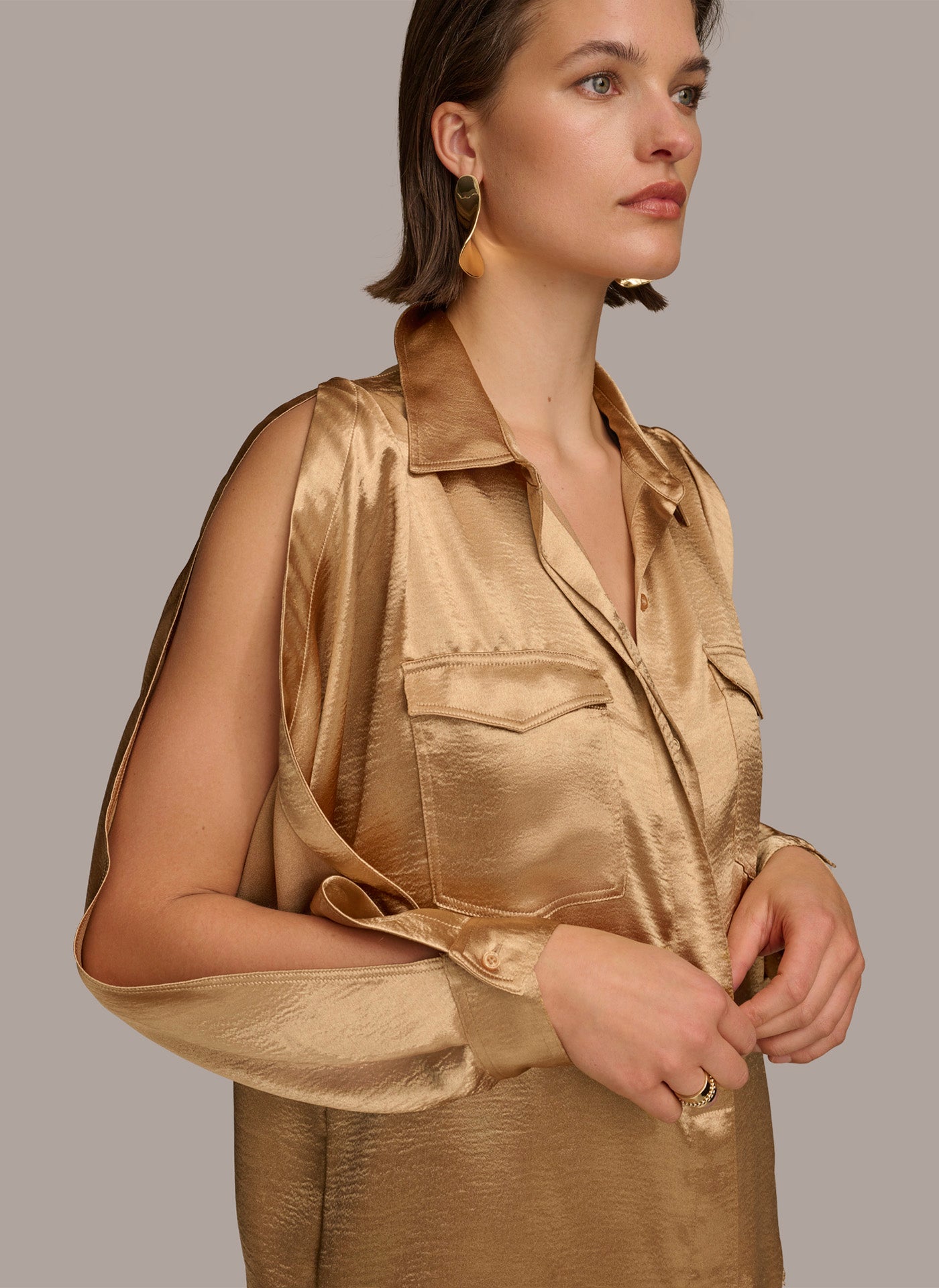 COLD SHOULDER COLLARED BUTTON DOWN VIEW 5 | Summer Collection COLD SHOULDER COLLARED BUTTON DOWN VIEW 5 | Summer Collection