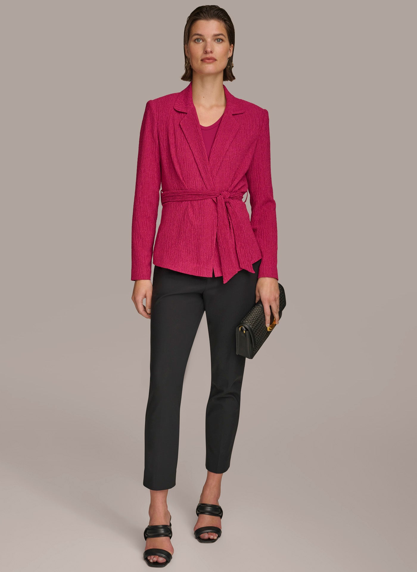 TEXTURE BELTED WRAP JACKET VIEW 3 TEXTURE BELTED WRAP JACKET VIEW 3