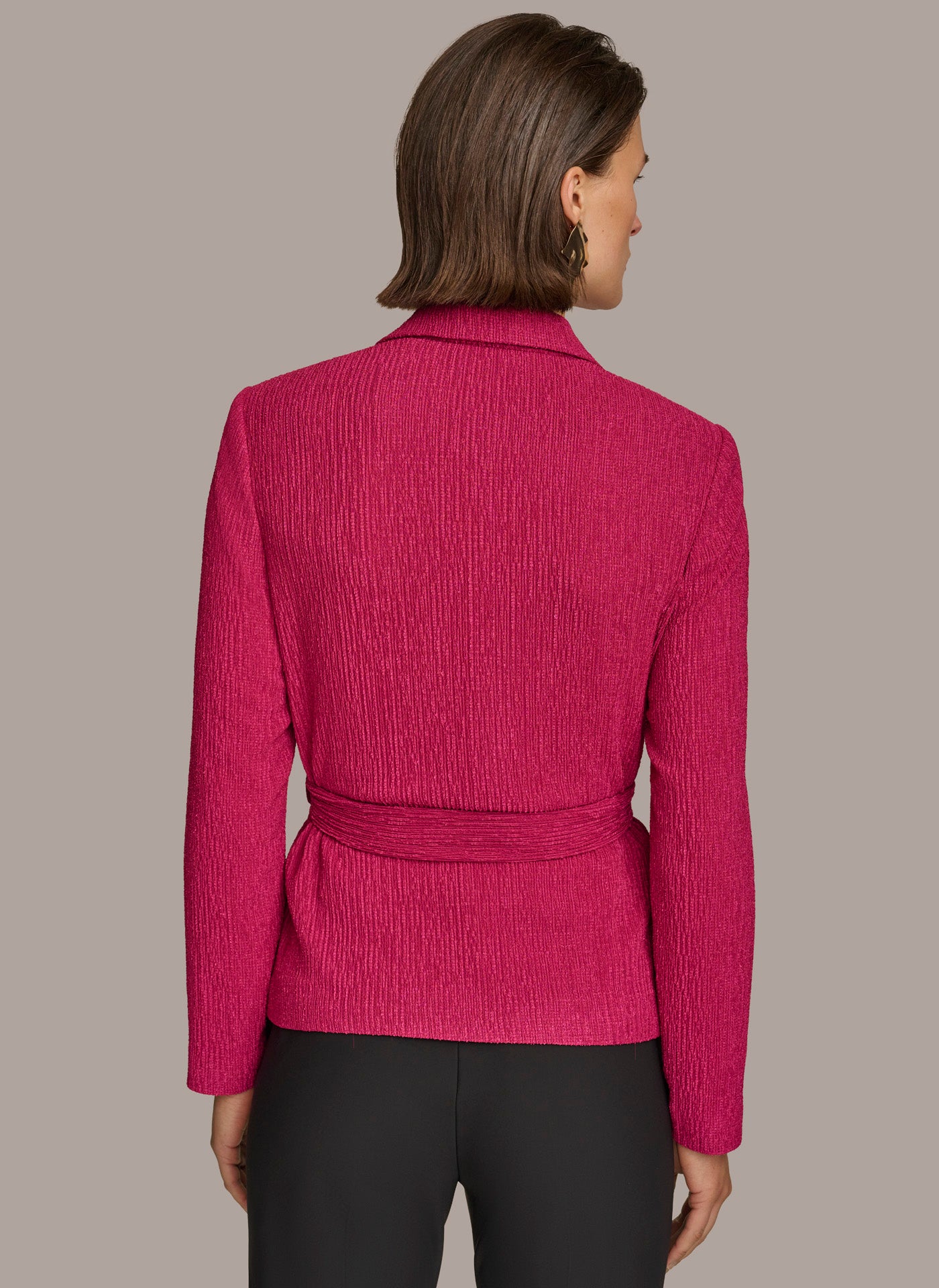 TEXTURE BELTED WRAP JACKET | View 2 | Products TEXTURE BELTED WRAP JACKET | View 2 | Products