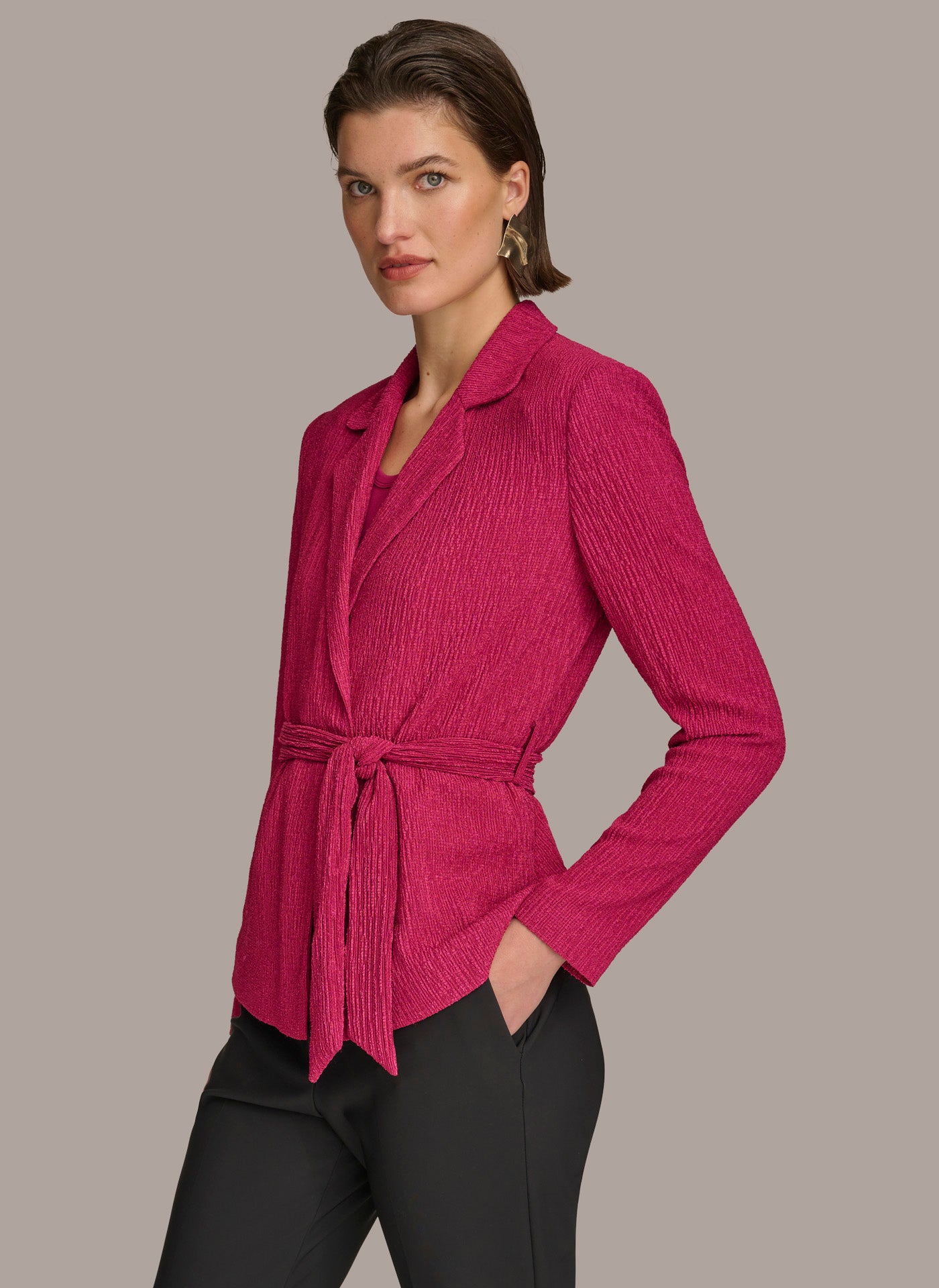 TEXTURE BELTED WRAP JACKET VIEW 4 TEXTURE BELTED WRAP JACKET VIEW 4