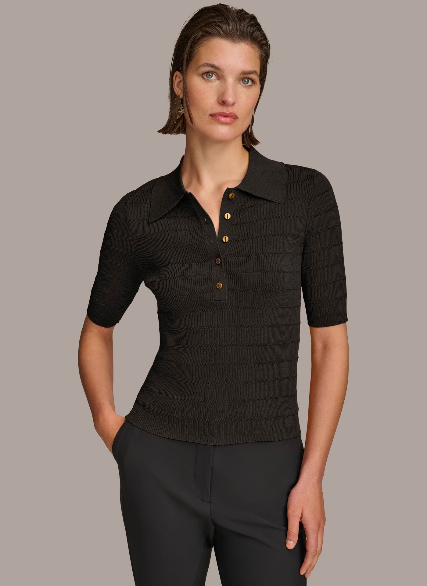 COLLAR BUTTON TOP | View 1 | Sale Tops and Sweaters COLLAR BUTTON TOP | View 1 | Sale Tops and Sweaters