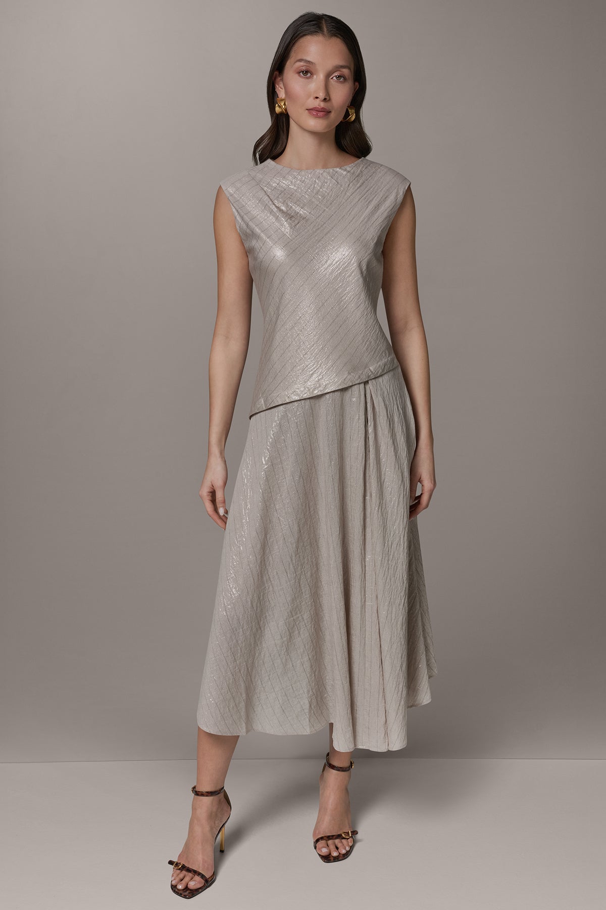 donna karan asymmetrical midi dress Donna Karan New York Women's Satin Square Neck Midi Sheath Dress - Russet