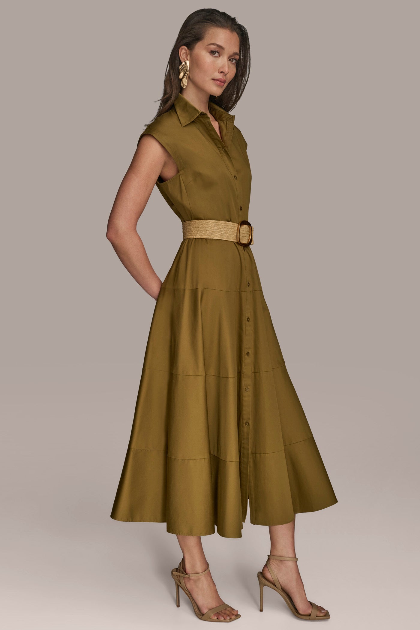 BELTED TIERED MIDI SHIRT DRESS VIEW 3 | Dresses & Jumpsuits BELTED TIERED MIDI SHIRT DRESS VIEW 3 | Dresses & Jumpsuits
