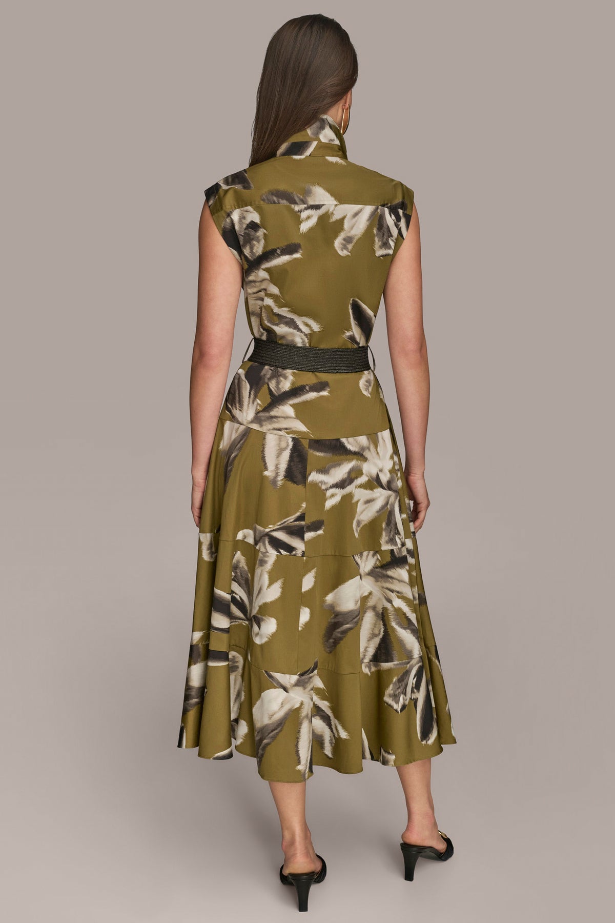 Cotton Floral Sleeveless Midi Shirt Dress | Shirt Dress
