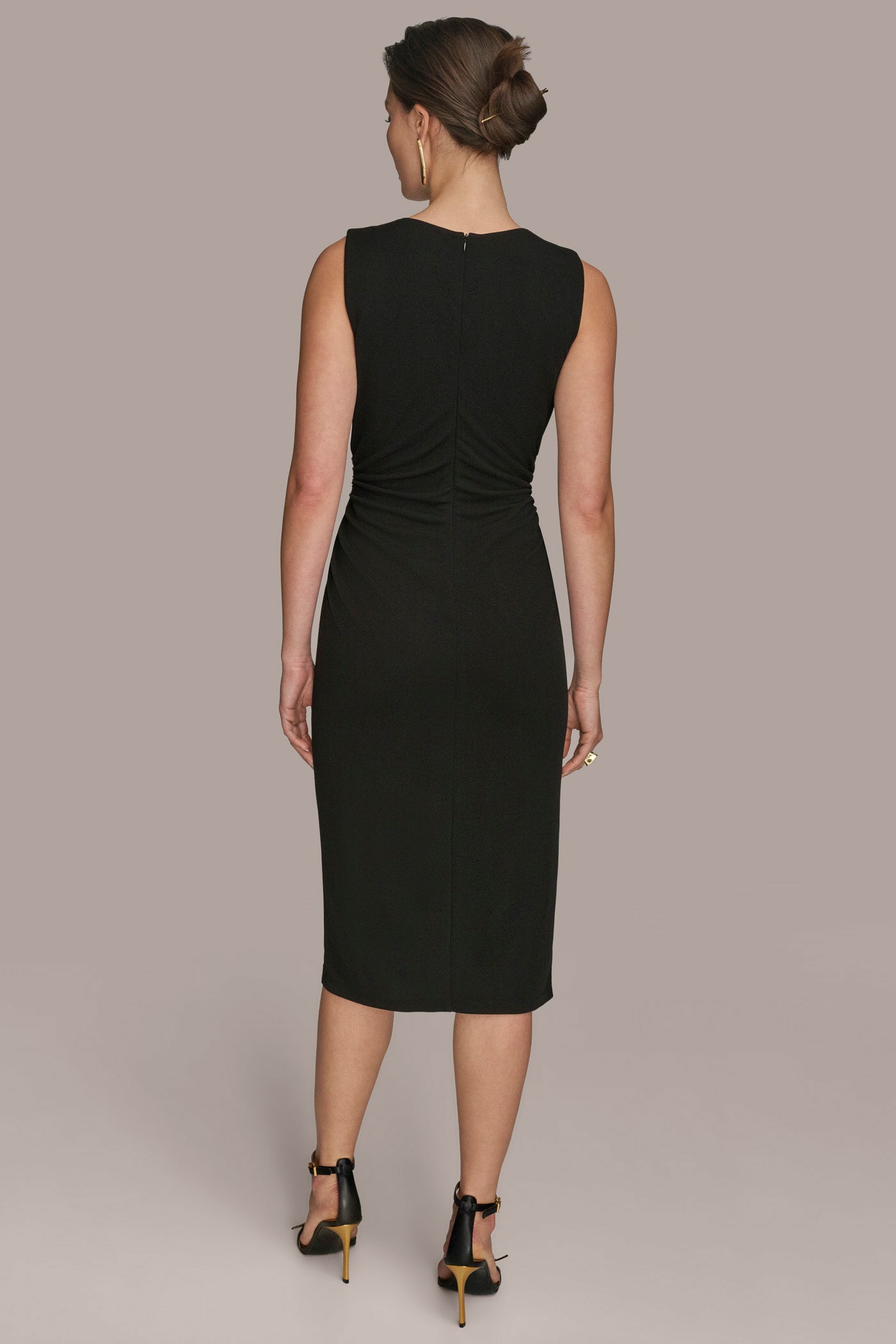 GATHERED EMBELLISHED MIDI SHEATH DRESS | View 2 | Cocktail & Party GATHERED EMBELLISHED MIDI SHEATH DRESS | View 2 | Cocktail & Party