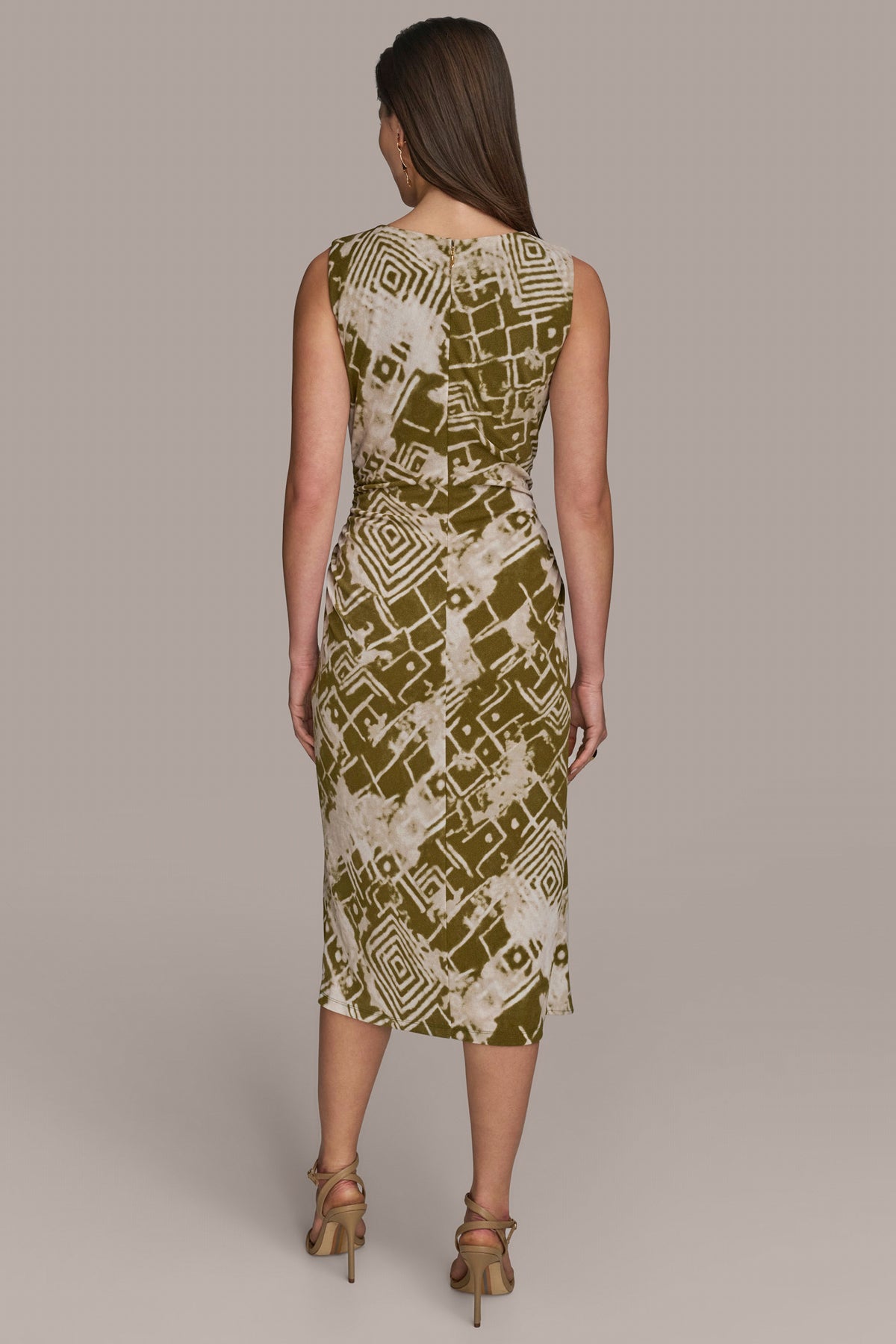 Printed Wrap Midi Sheath Dress