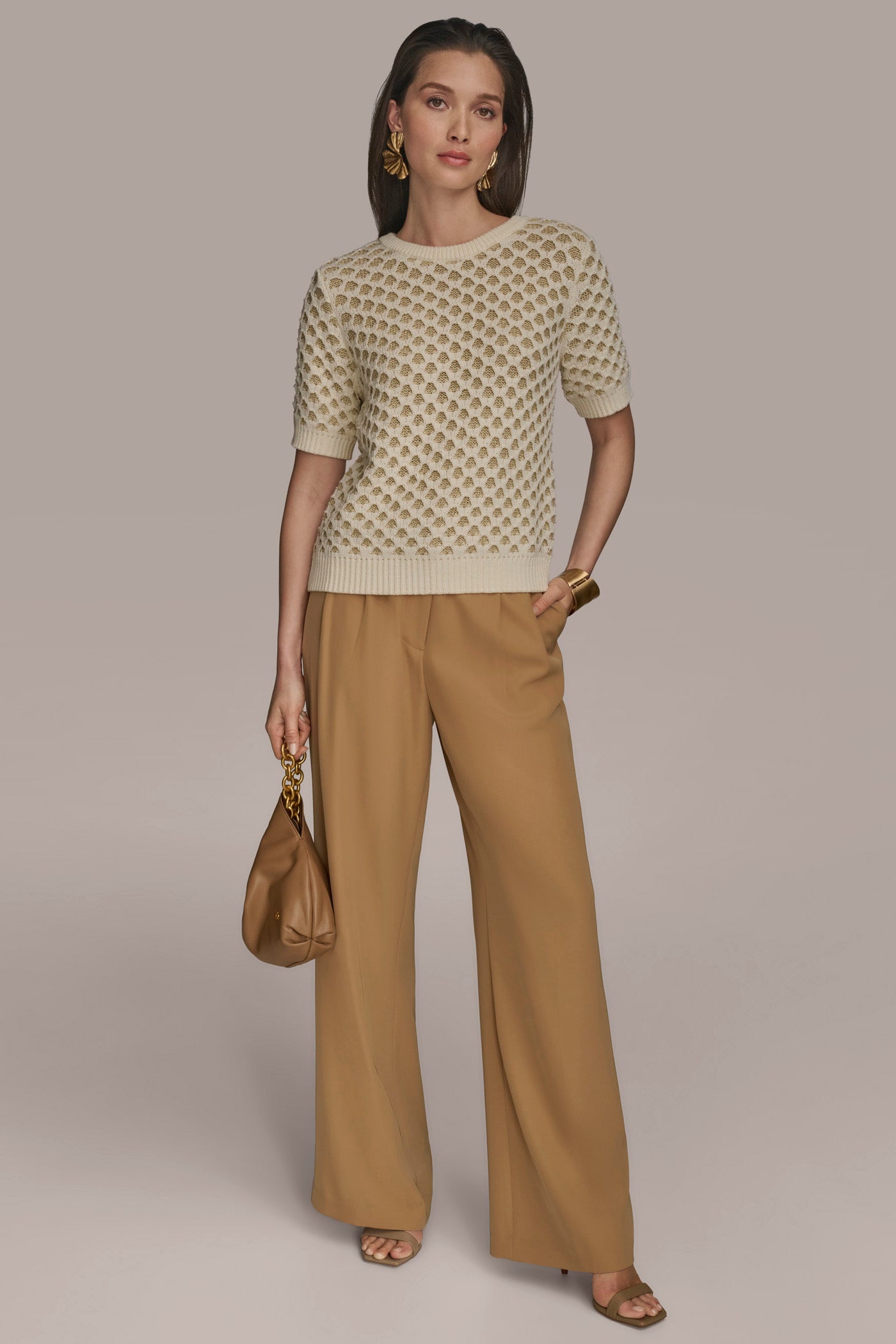 TWO TONE HONEYCOMB SWEATER VIEW 4 | Suits and Separates TWO TONE HONEYCOMB SWEATER VIEW 4 | Suits and Separates