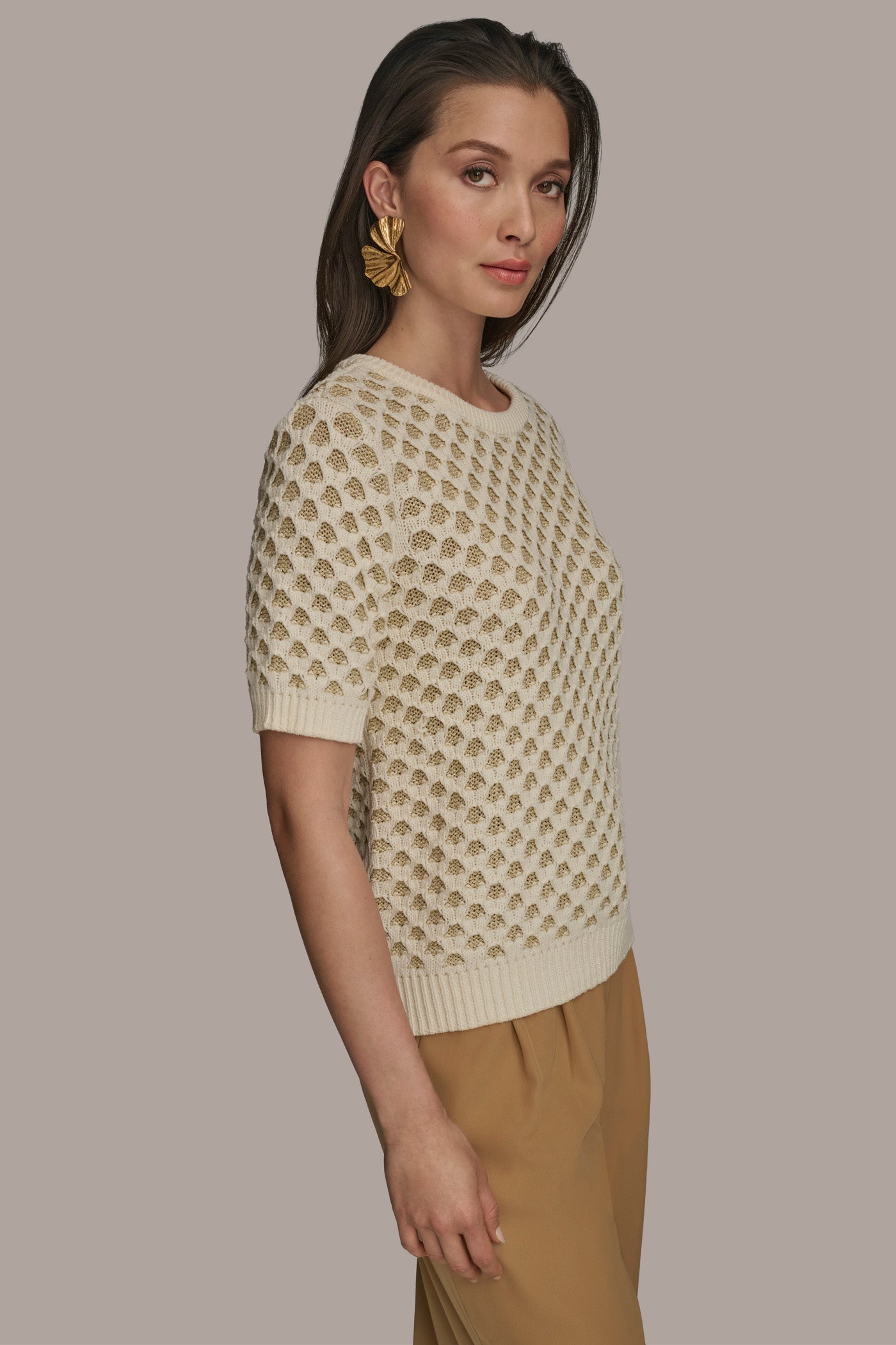 TWO TONE HONEYCOMB SWEATER VIEW 3 | Suits and Separates TWO TONE HONEYCOMB SWEATER VIEW 3 | Suits and Separates