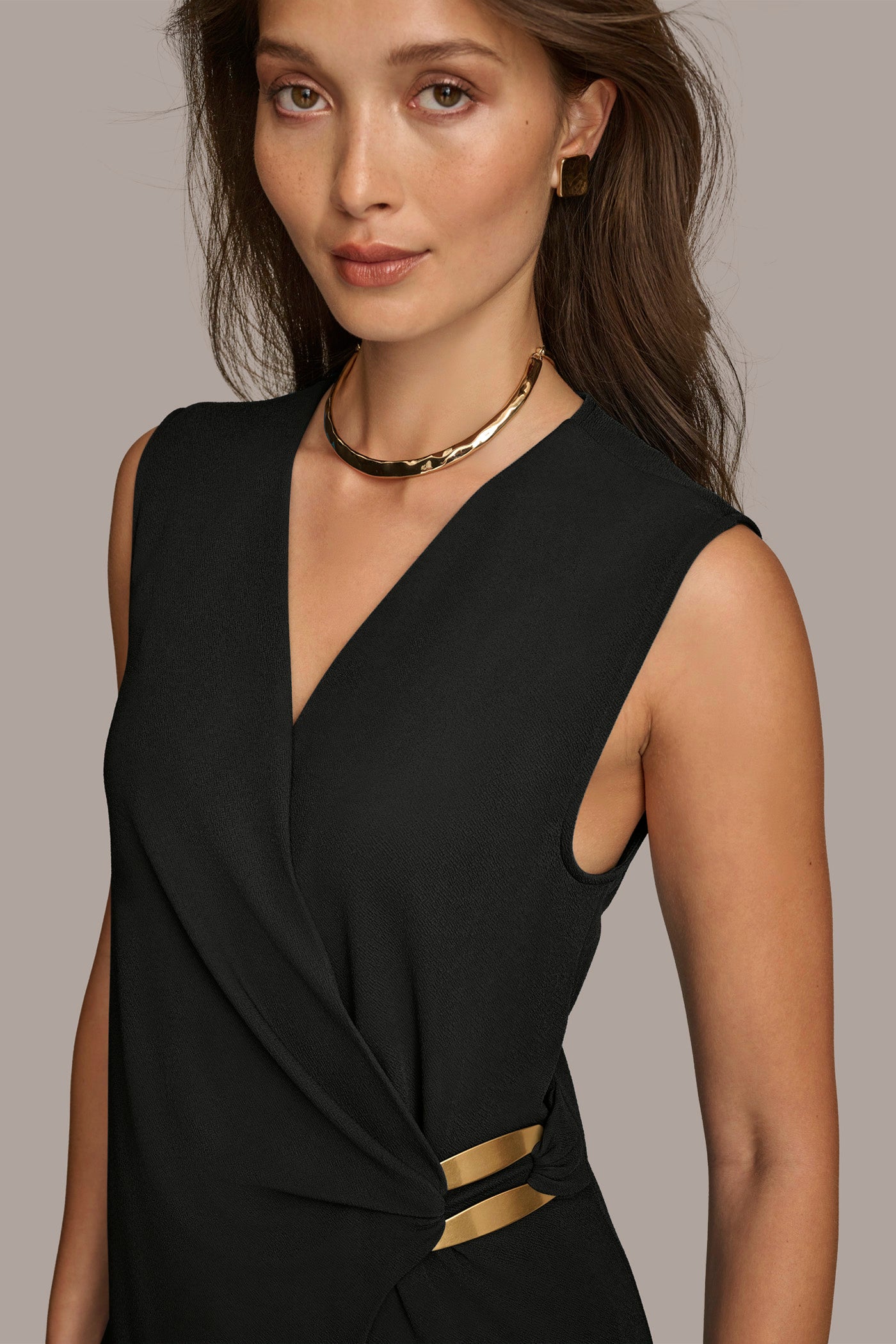FAUX WRAP TOP WITH BRUSHED HARDWARE DETAIL VIEW 3 | Sale Tops and Sweaters FAUX WRAP TOP WITH BRUSHED HARDWARE DETAIL VIEW 3 | Sale Tops and Sweaters