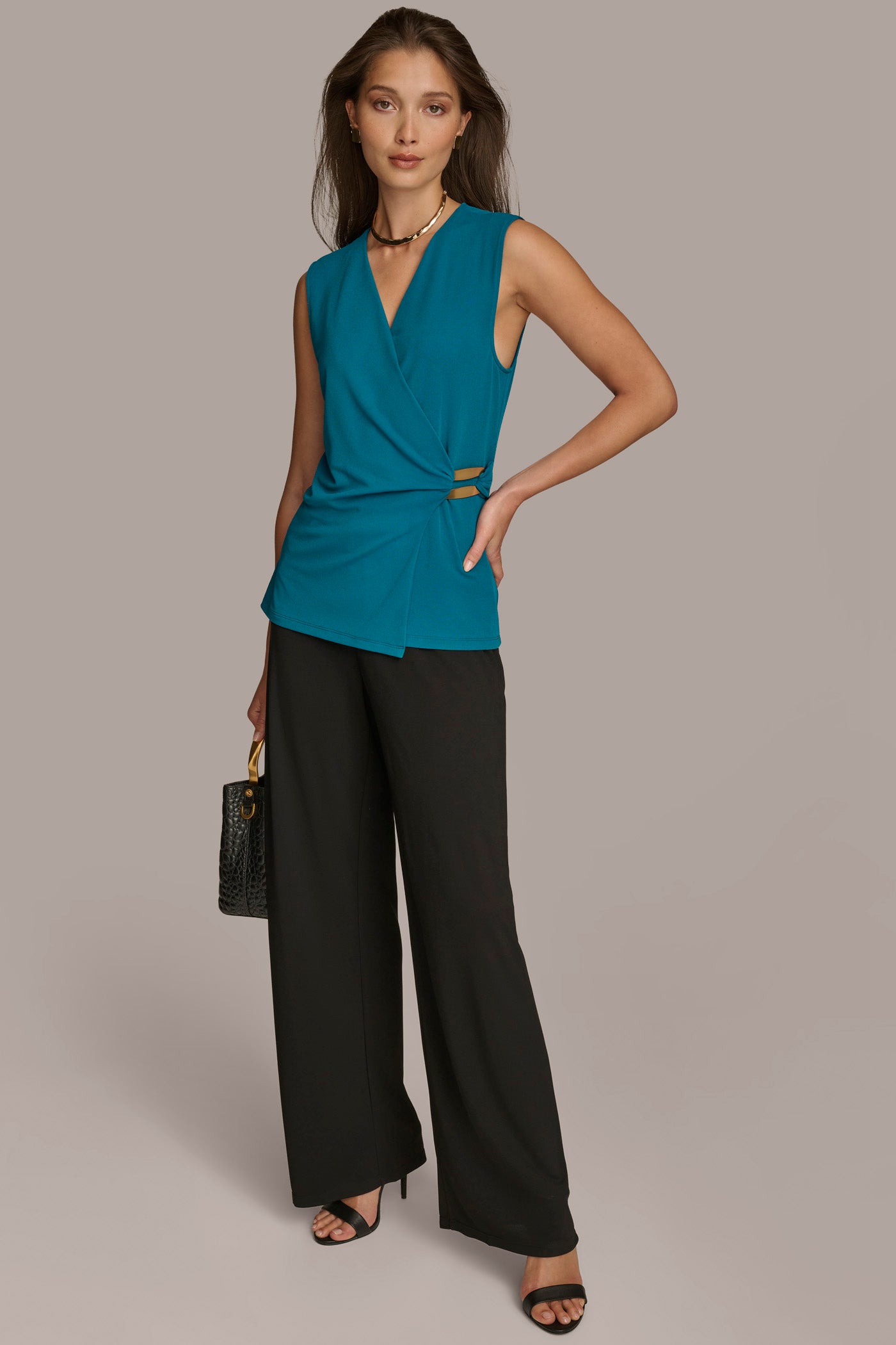 FAUX WRAP TOP WITH BRUSHED HARDWARE DETAIL VIEW 4 | Sale Tops and Sweaters FAUX WRAP TOP WITH BRUSHED HARDWARE DETAIL VIEW 4 | Sale Tops and Sweaters