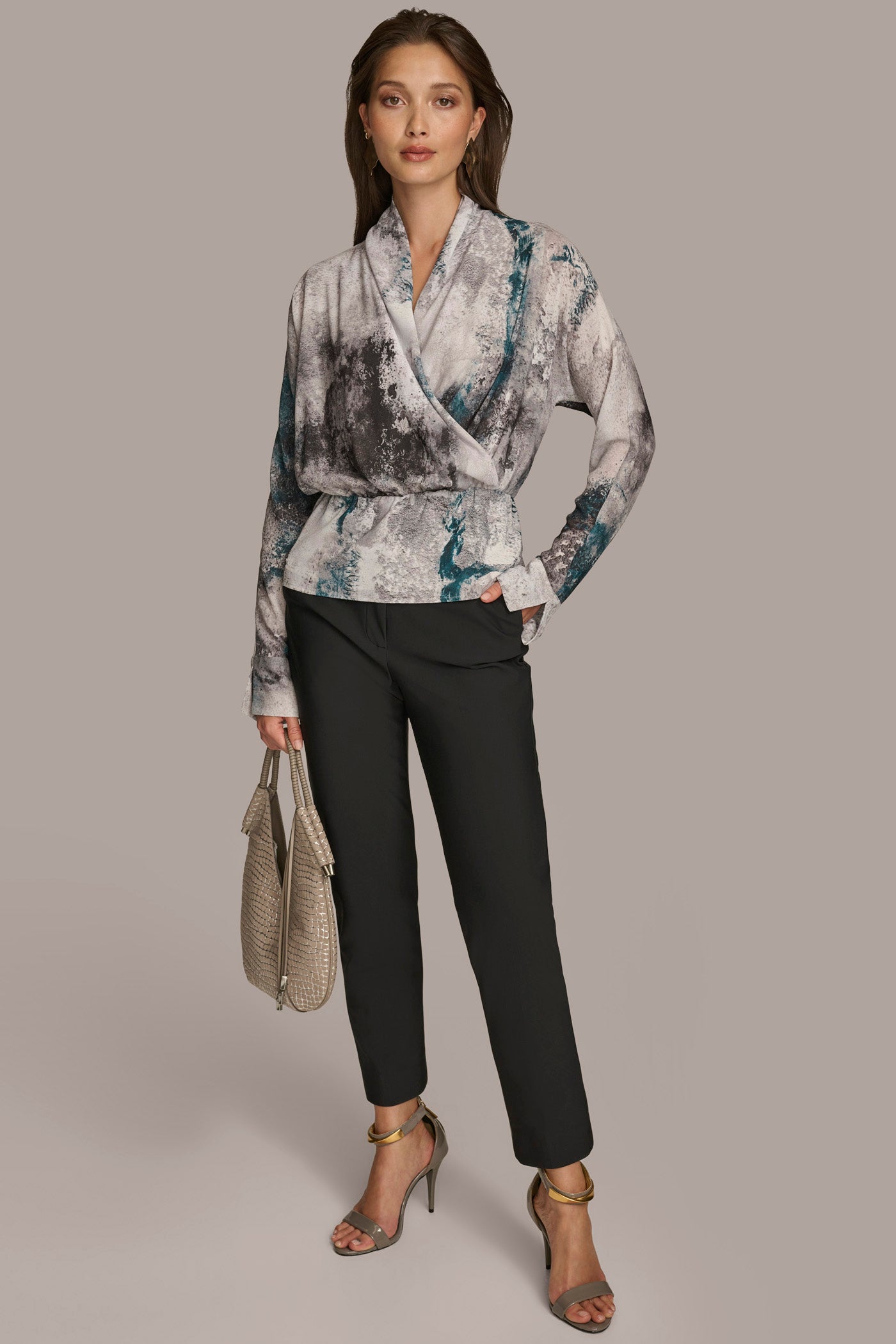 PRINTED FAUX WRAP BLOUSE VIEW 5 PRINTED FAUX WRAP BLOUSE VIEW 5
