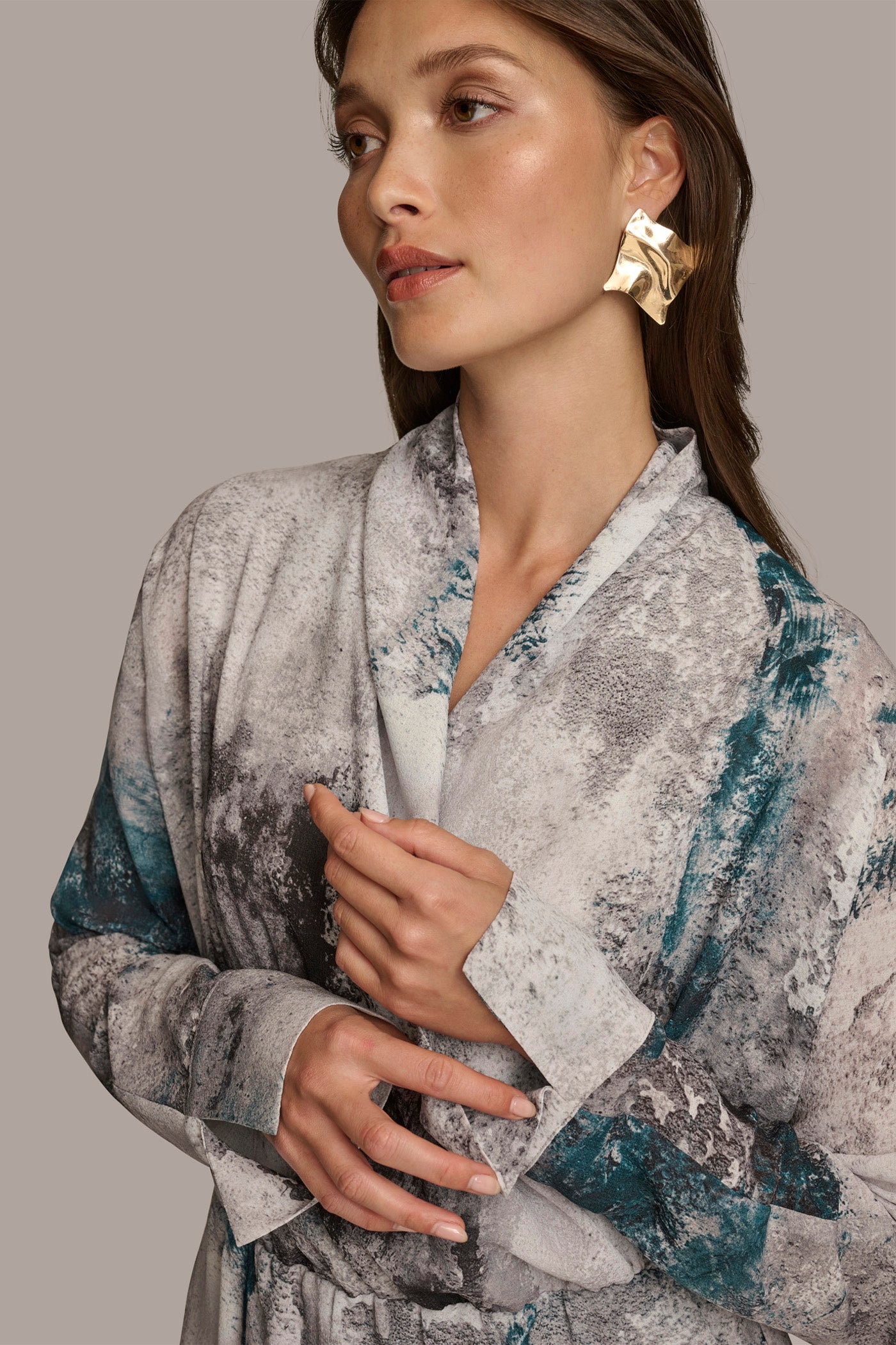 PRINTED FAUX WRAP BLOUSE VIEW 6 PRINTED FAUX WRAP BLOUSE VIEW 6