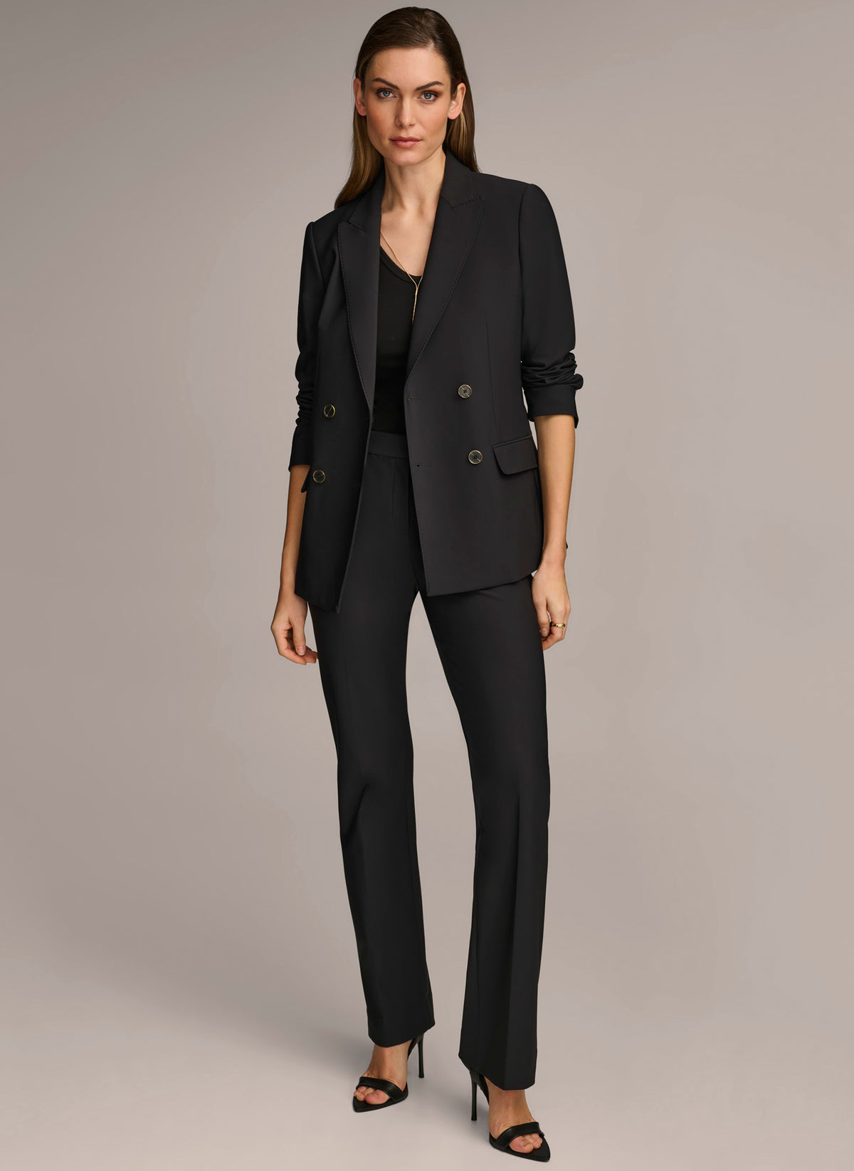 donna karan blazer maxi dress Donna Karan Women's Double Breasted Jacket in Black