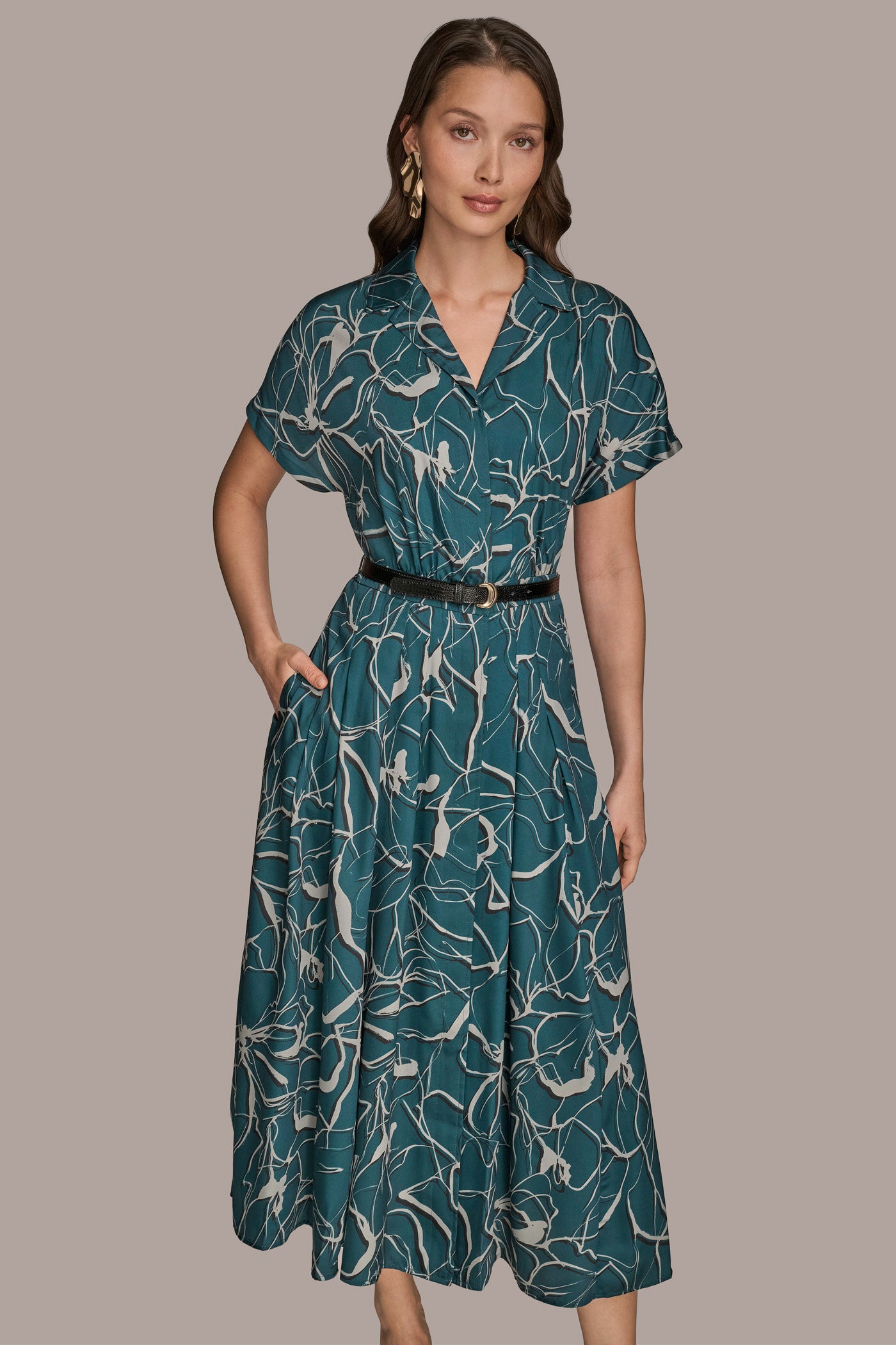 BELTED PRINTED MIDI SHIRT DRESS VIEW 5 | Essential Dresses BELTED PRINTED MIDI SHIRT DRESS VIEW 5 | Essential Dresses