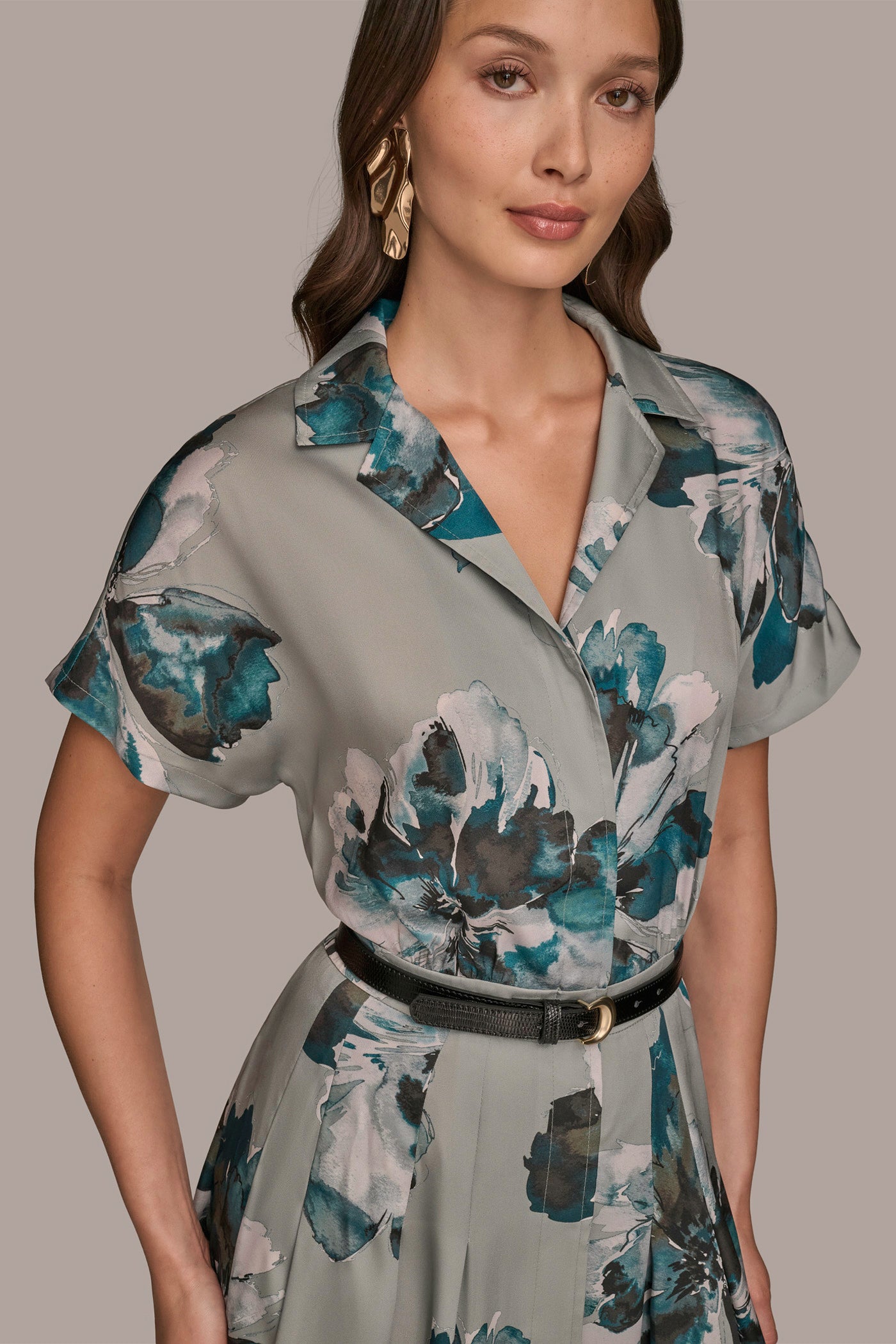 BELTED PRINTED MIDI SHIRT DRESS VIEW 6 BELTED PRINTED MIDI SHIRT DRESS VIEW 6