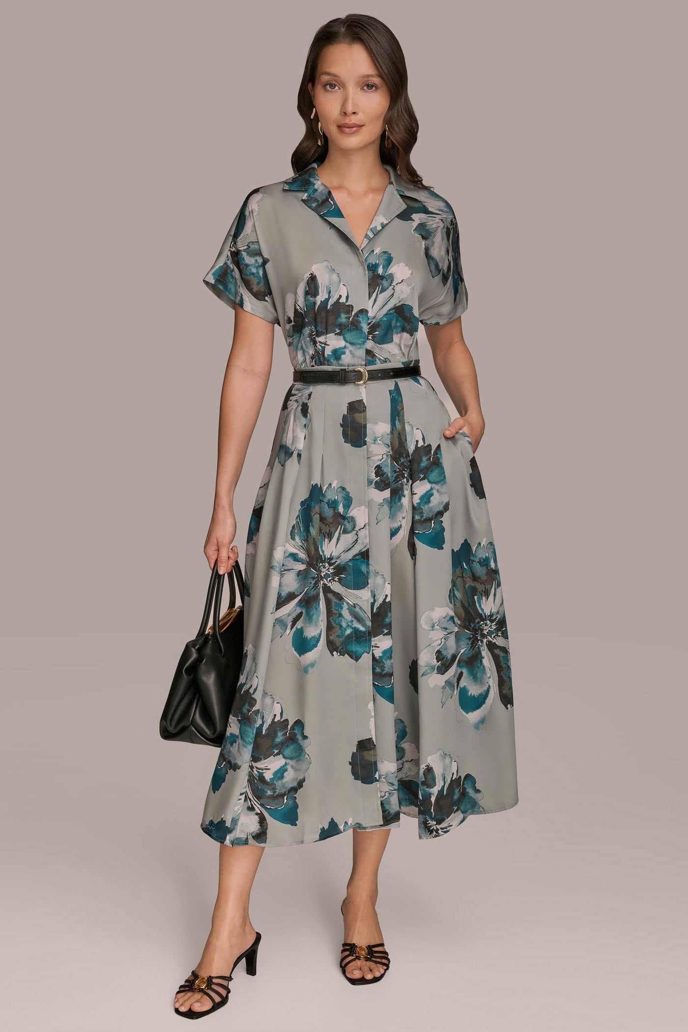 BELTED PRINTED MIDI SHIRT DRESS | View 1 | Essential Dresses BELTED PRINTED MIDI SHIRT DRESS | View 1 | Essential Dresses