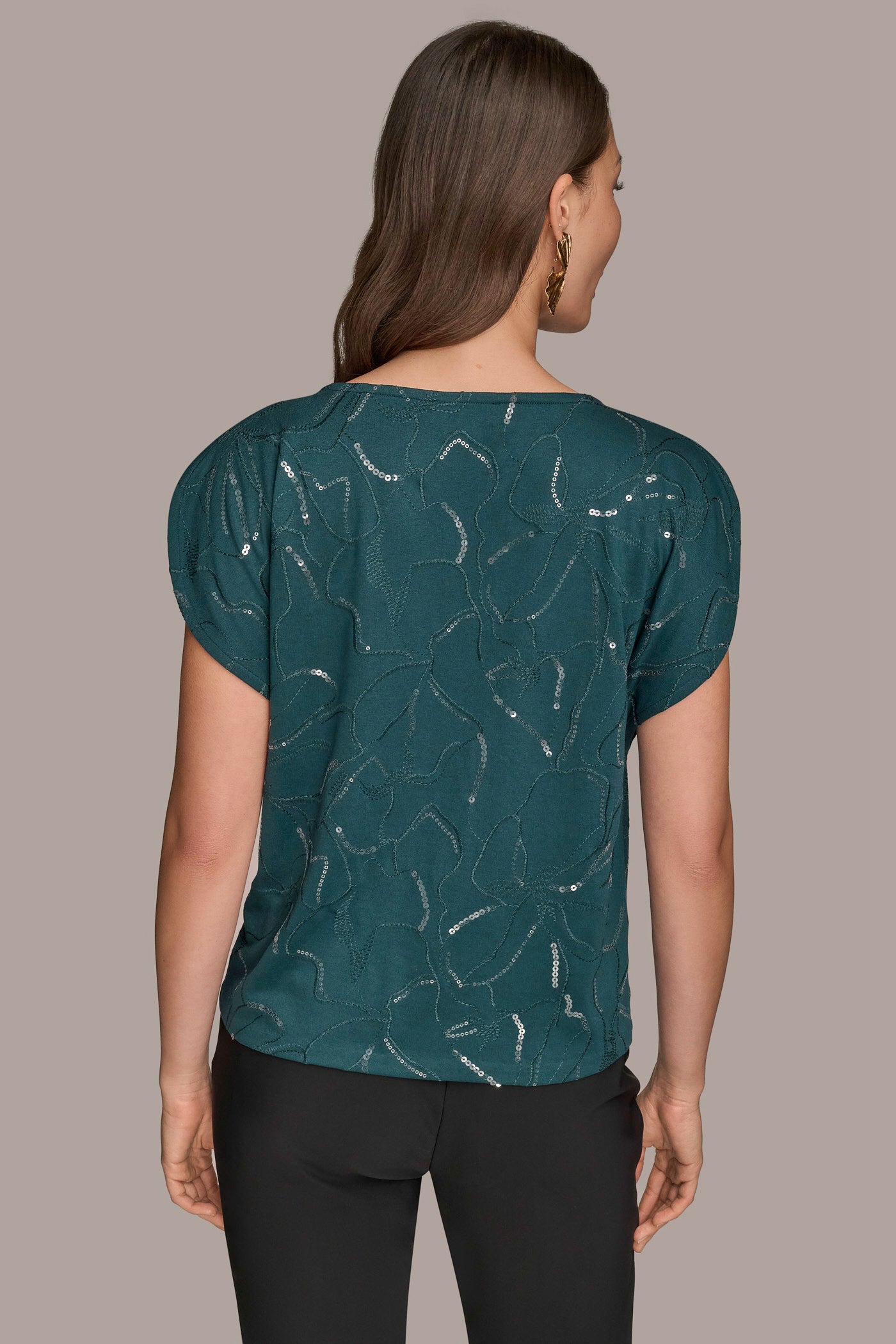 SEQUIN-EMBELLISHED EMBROIDERED DRAPED TOP | View 2 | Tops & Sweaters SEQUIN-EMBELLISHED EMBROIDERED DRAPED TOP | View 2 | Tops & Sweaters