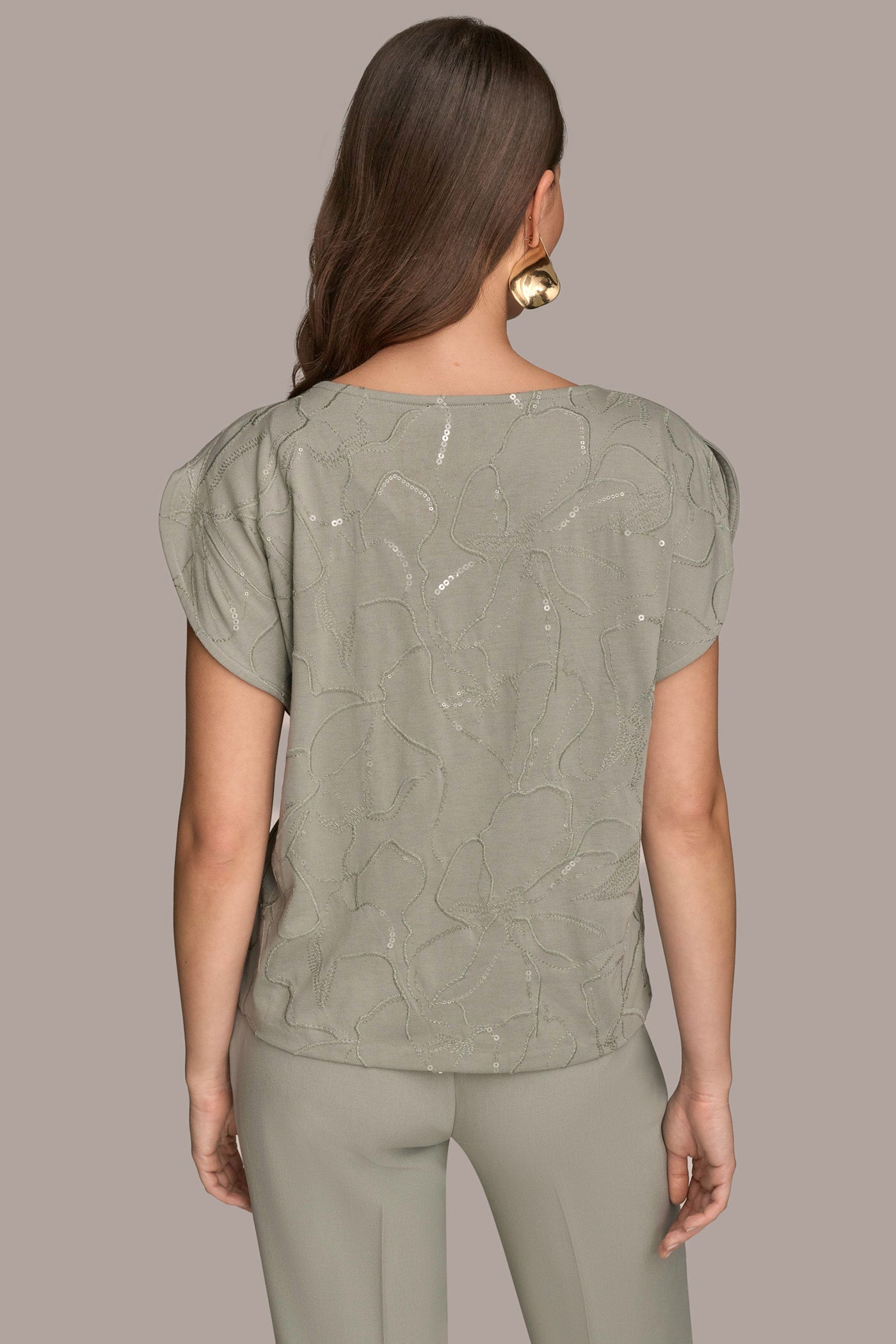 SEQUIN-EMBELLISHED EMBROIDERED DRAPED TOP | View 2 | Tops & Sweaters SEQUIN-EMBELLISHED EMBROIDERED DRAPED TOP | View 2 | Tops & Sweaters