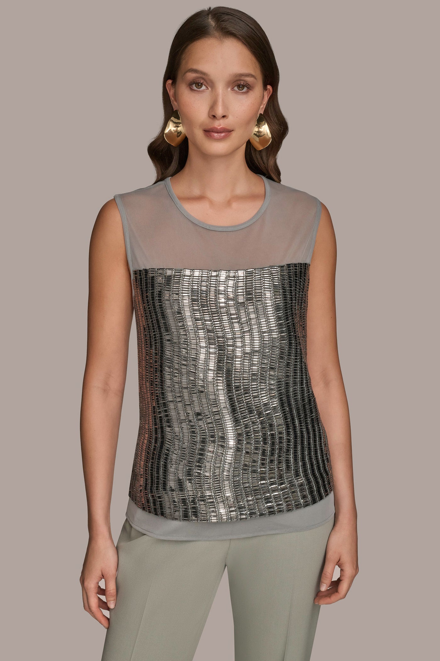 SLEEVELESS CREW-NECK SEQUIN BLOUSE | View 1 | Sale Tops and Sweaters SLEEVELESS CREW-NECK SEQUIN BLOUSE | View 1 | Sale Tops and Sweaters