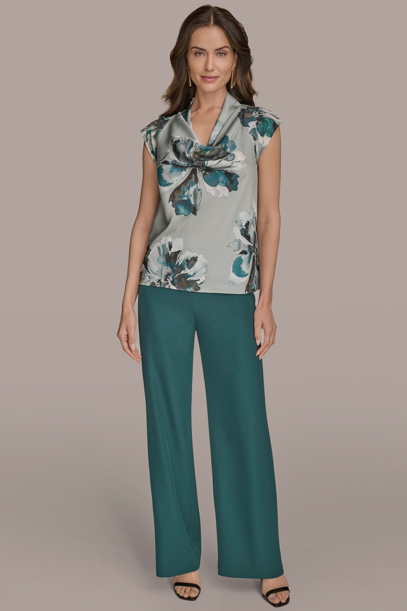 CAP SLEEVE COWL-NECK FLORAL TOP VIEW 6 | New clothing CAP SLEEVE COWL-NECK FLORAL TOP VIEW 6 | New clothing