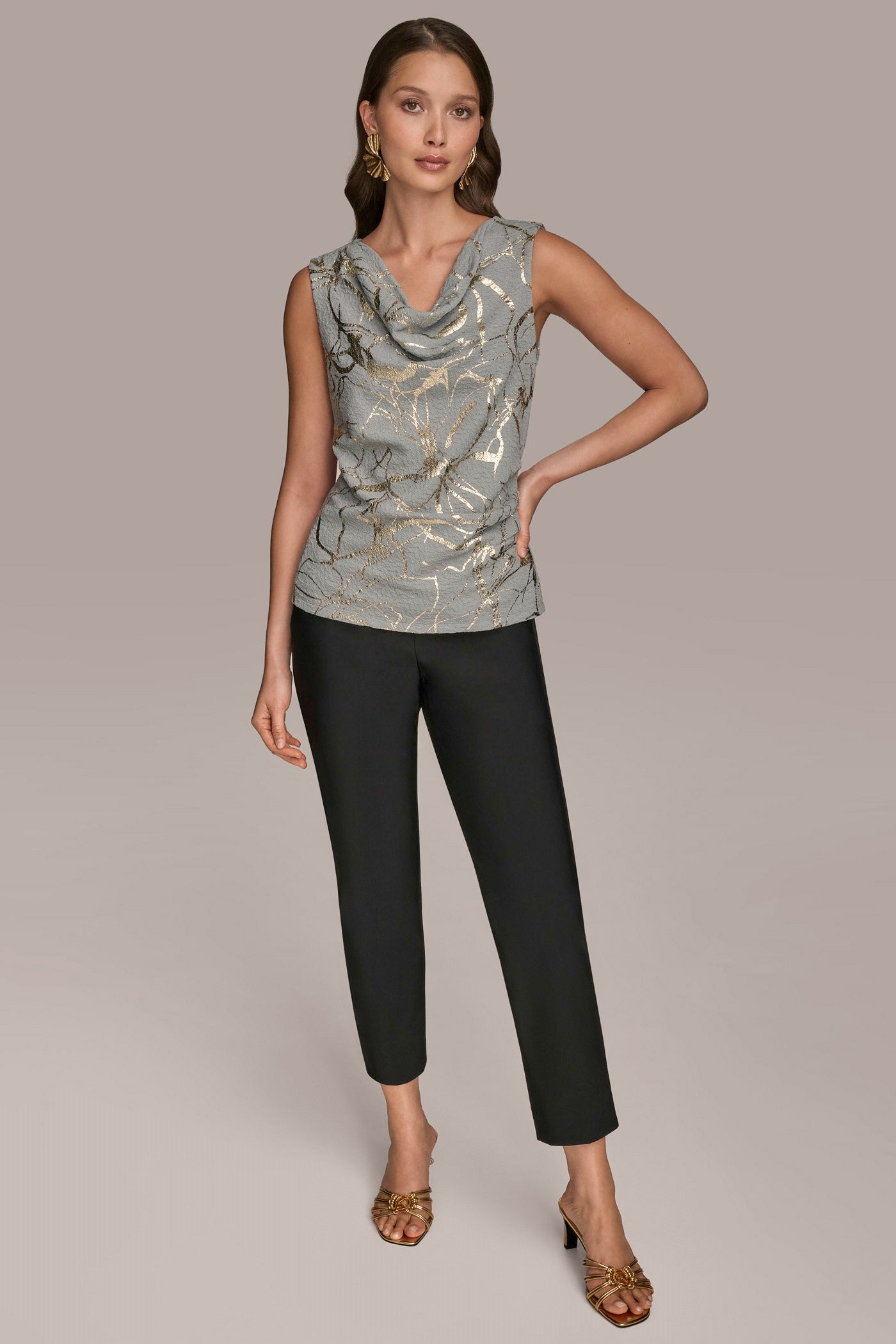 SLEEVELESS COWL-NECK METALLIC BLOUSE VIEW 6 SLEEVELESS COWL-NECK METALLIC BLOUSE VIEW 6