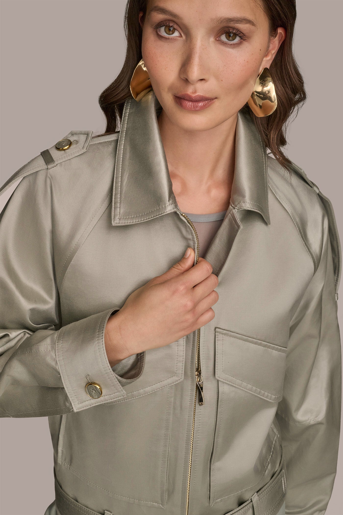 BELTED SATIN BIKER JACKET VIEW 5 | Coats & Jackets BELTED SATIN BIKER JACKET VIEW 5 | Coats & Jackets