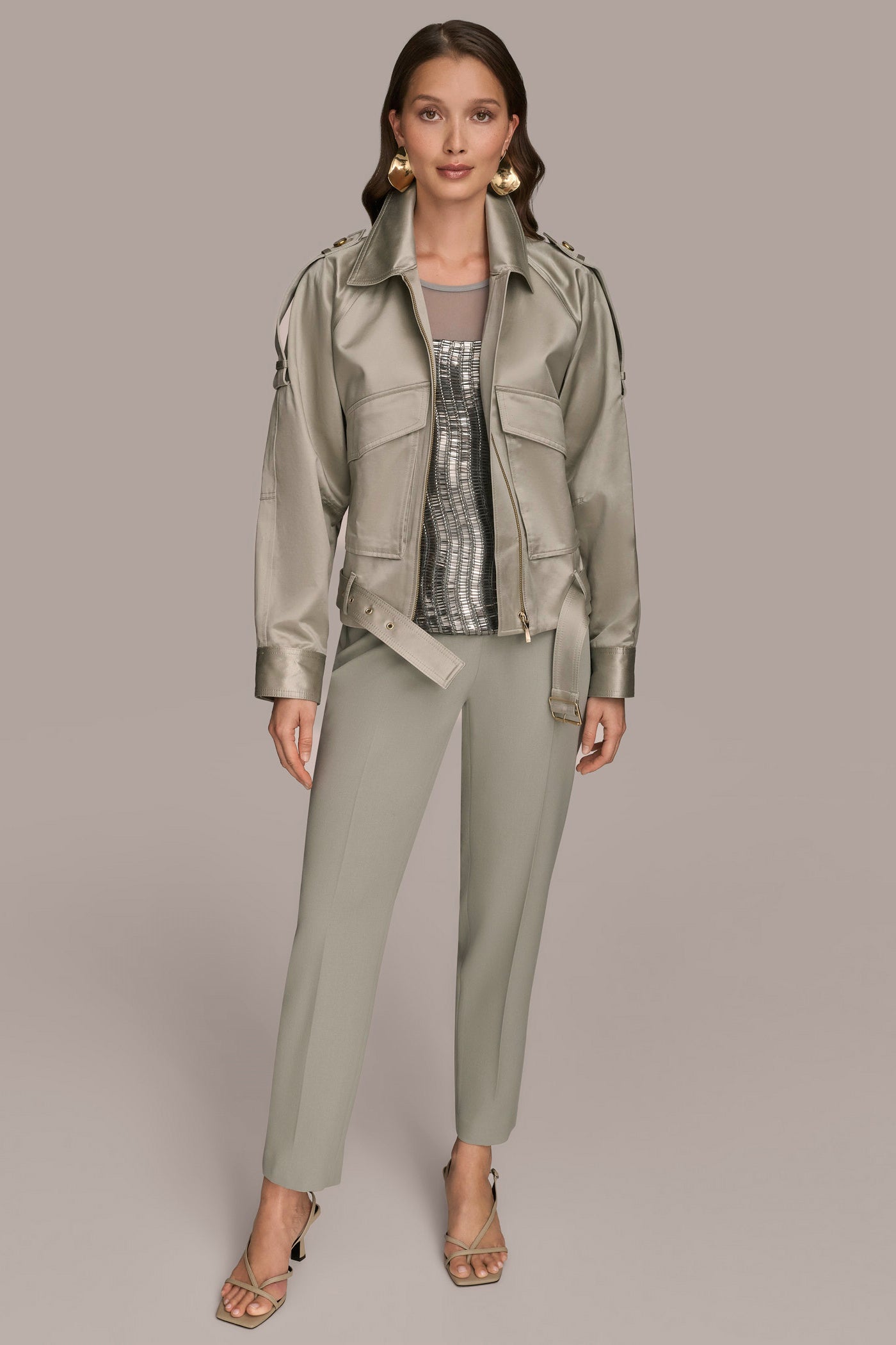 BELTED SATIN BIKER JACKET VIEW 10 | Coats & Jackets BELTED SATIN BIKER JACKET VIEW 10 | Coats & Jackets